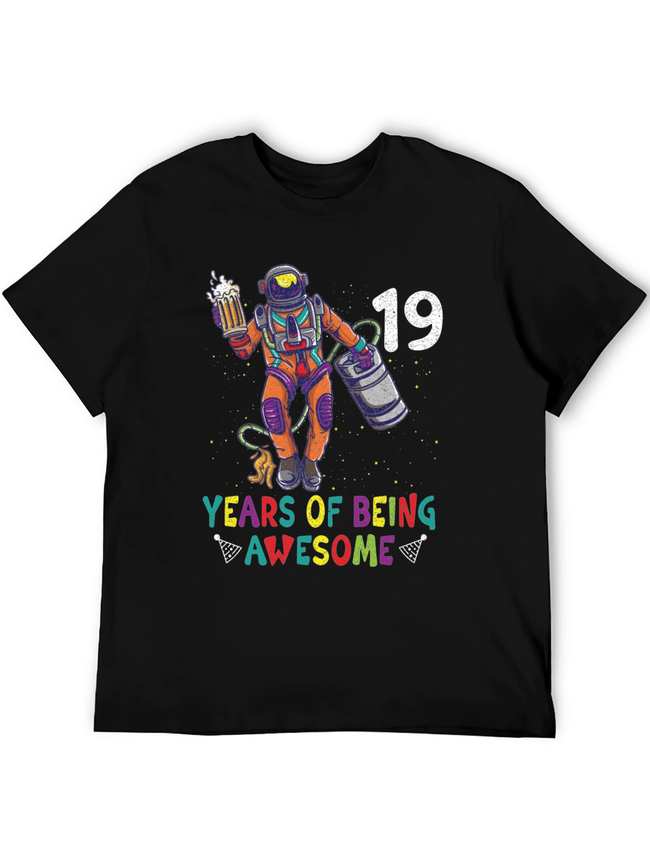 Black 19 Years of Being Awesome Graphic T-Shirt view 5