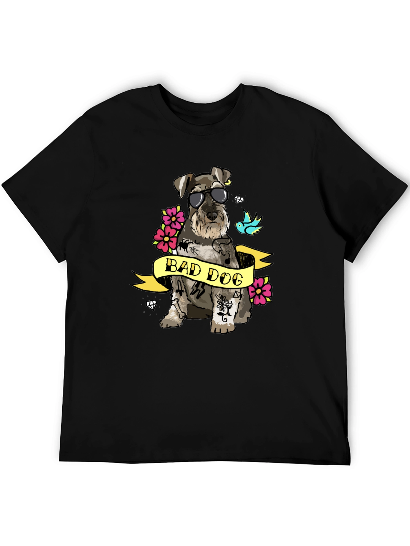 Bad Dog T-Shirt - Graphic Tee with Tattooed Schnauzer - 5