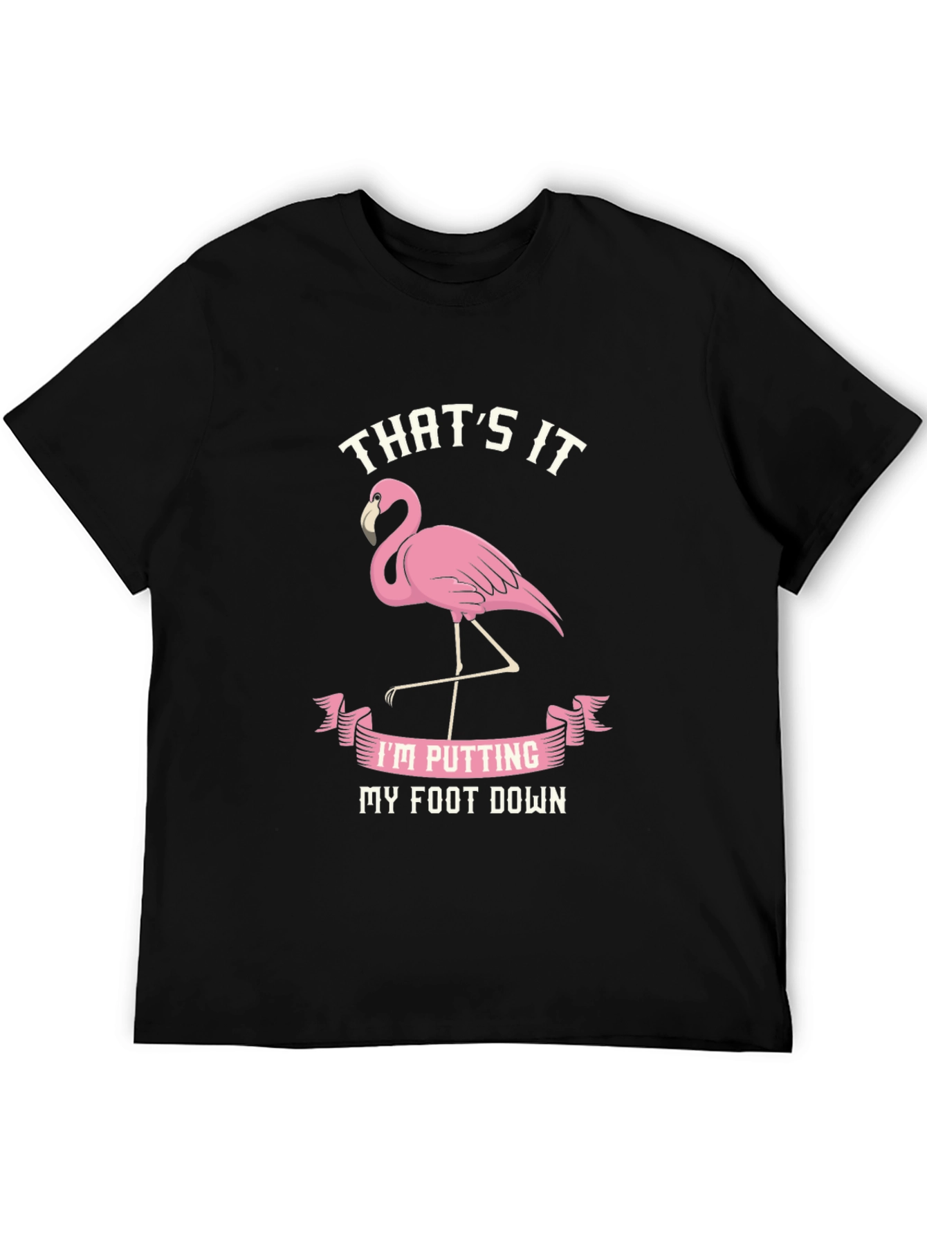 Black Funny Flamingo T-Shirt - That's It, My Foot Down view 5