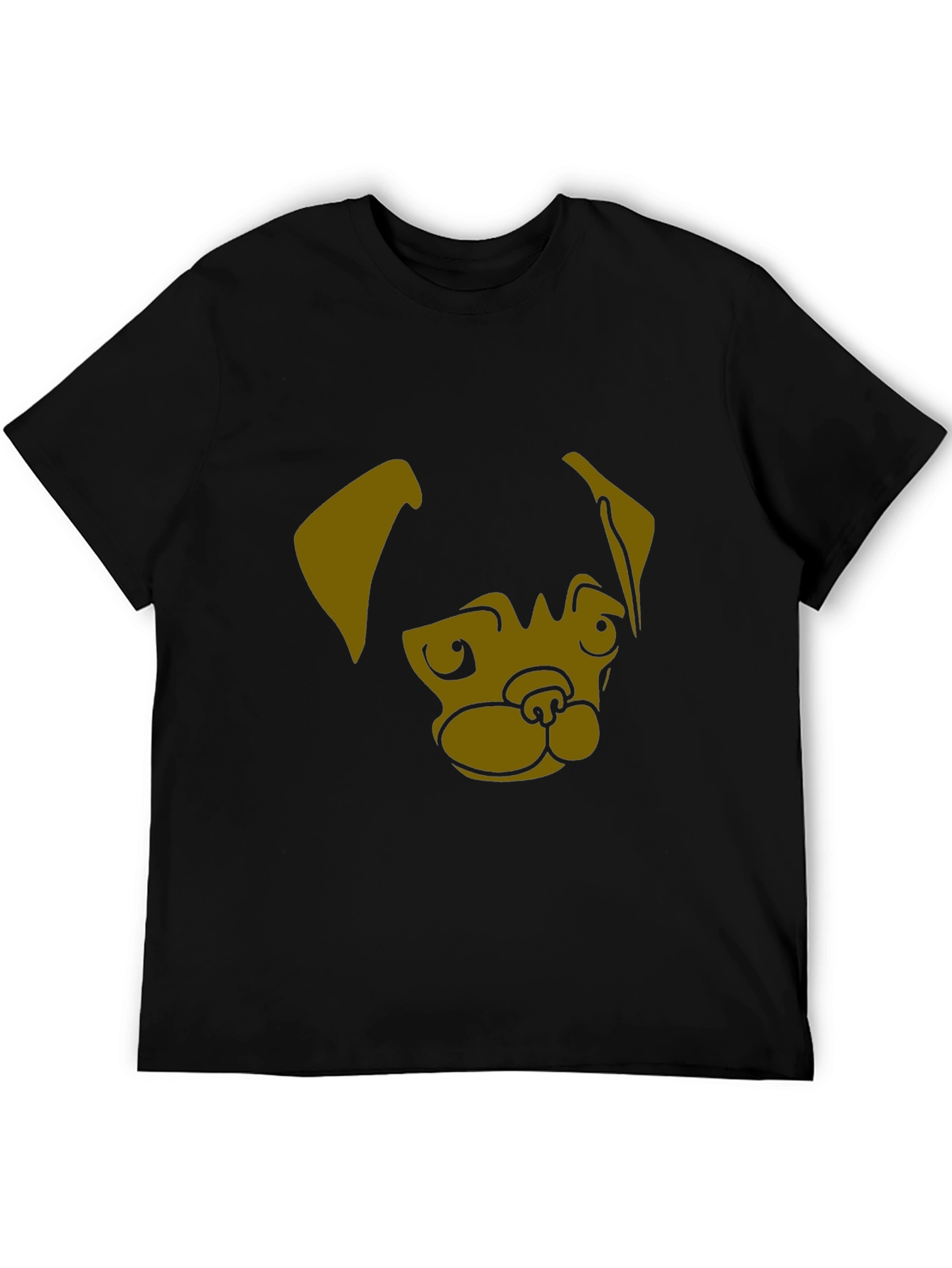 Black Men's Black T-Shirt with Pug Dog Graphic Print view 5