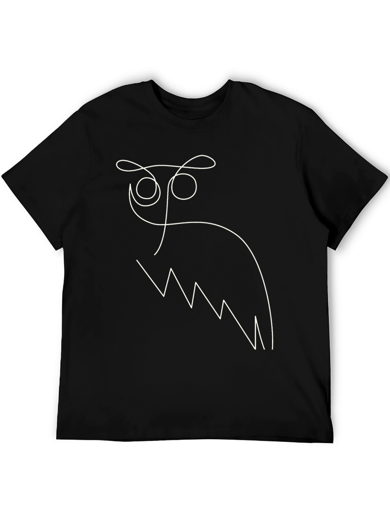 Black Abstract Owl Graphic T-Shirt - Black view 5