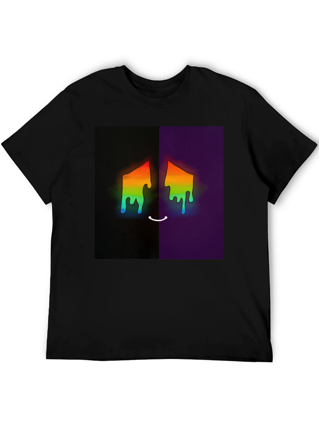 Black Rainbow Drip Face Graphic Tee - Unisex Black T-Shirt view 5