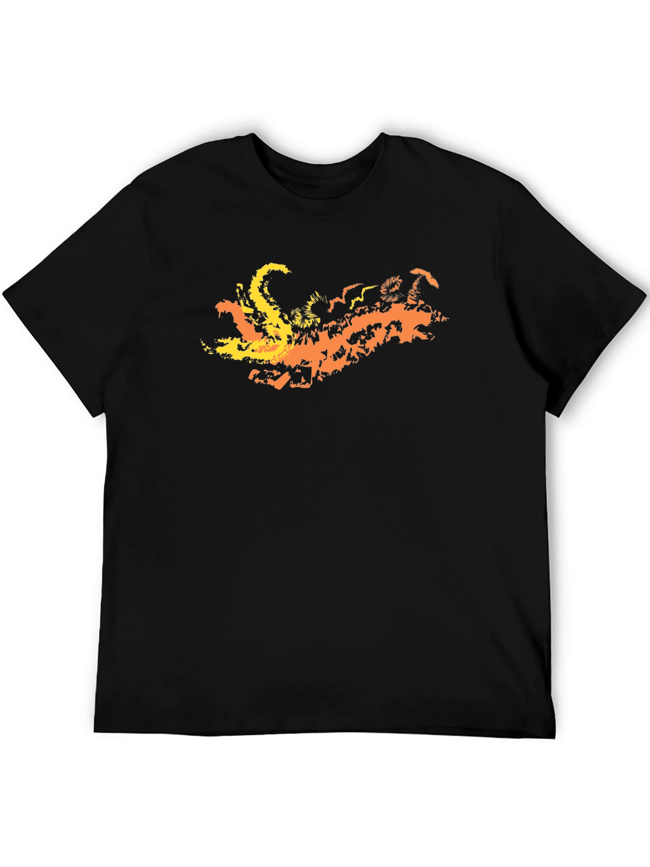 Fiery Dragon Graphic Tee - Black Cotton Blend T-Shirt - 5