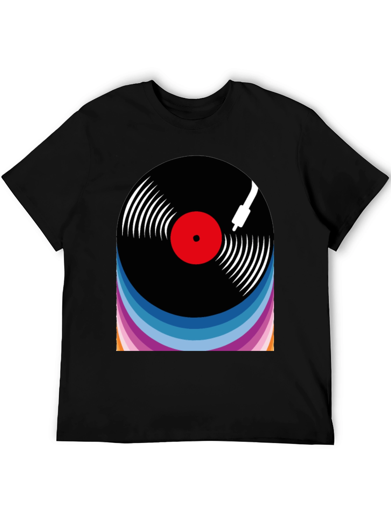 Black Retro Vinyl Record Graphic Tee view 5