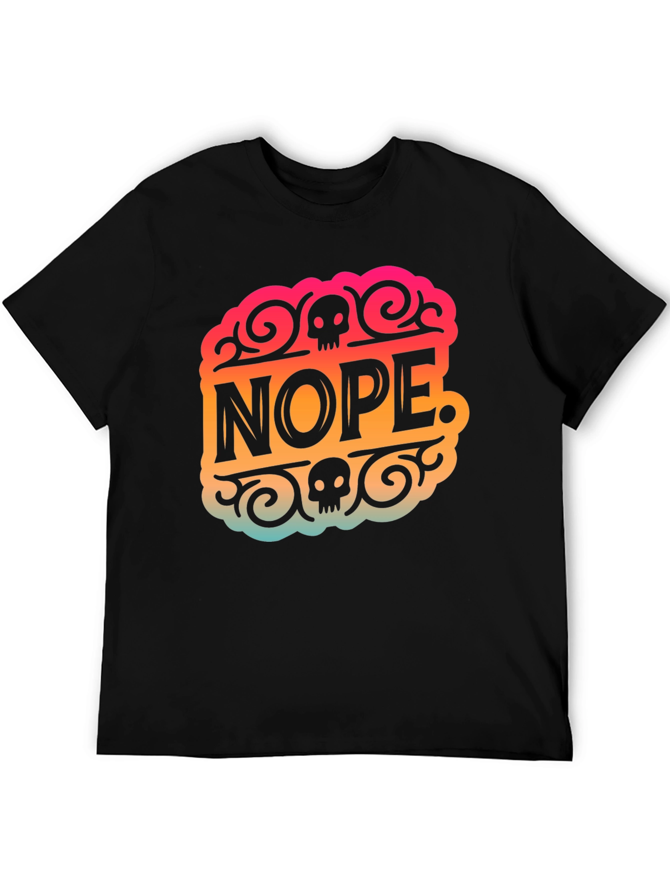 Black Nope Skull Graphic T-Shirt view 5