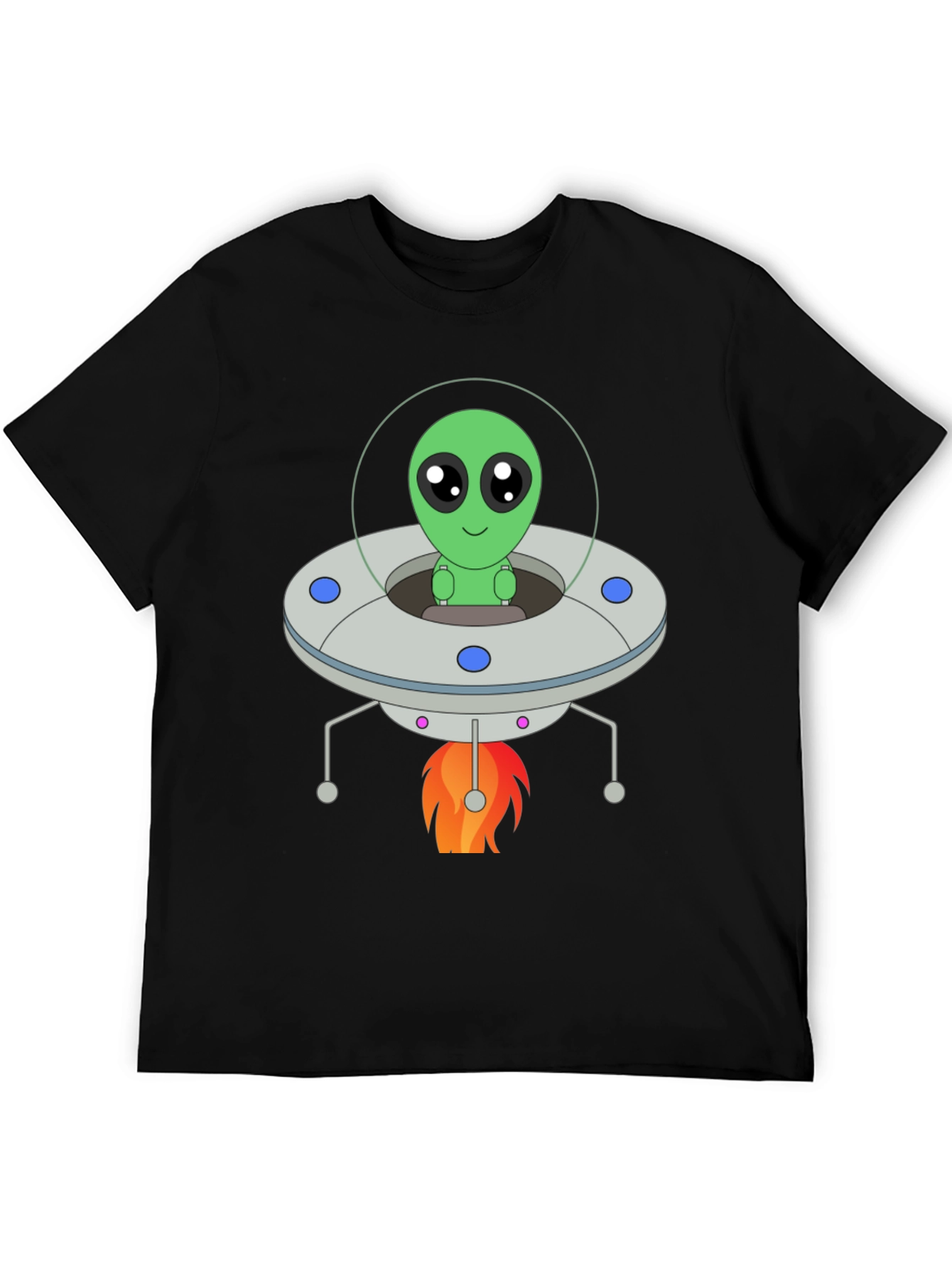 Black Alien UFO T-Shirt - Black Graphic Tee view 5