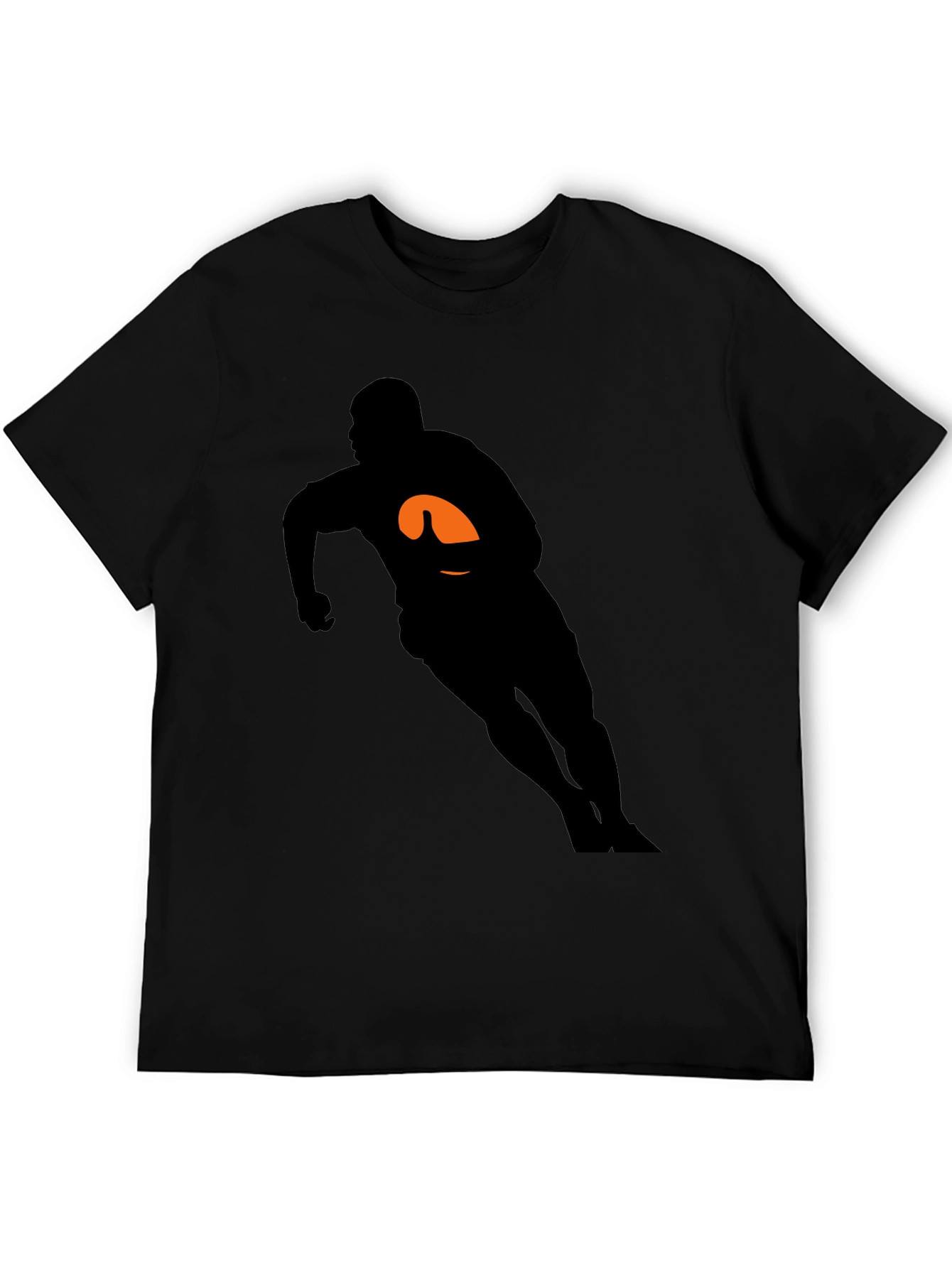 Black Rugby Player Graphic Tee - Black Cotton T-Shirt view 5