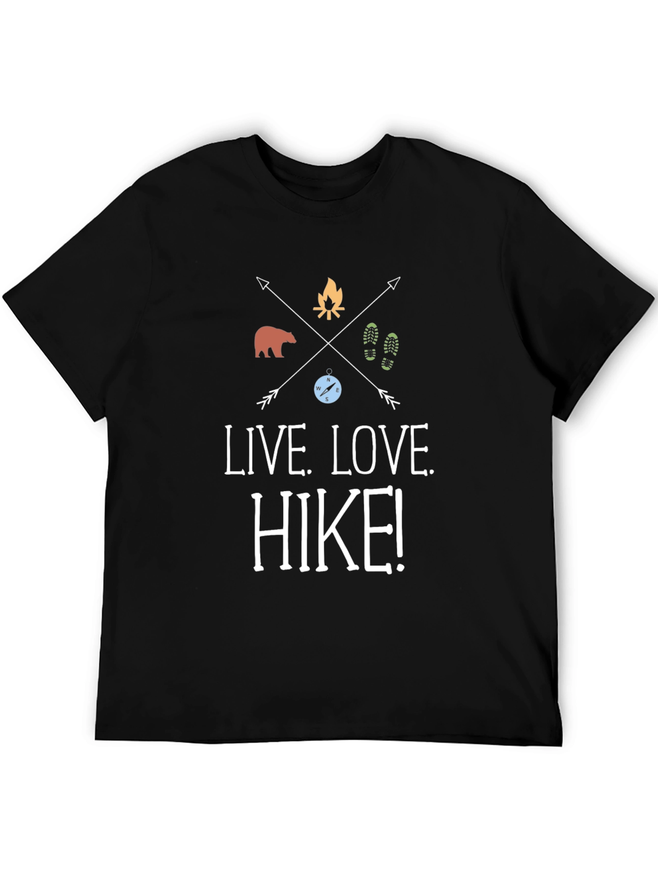Black Live Love Hike! Graphic Tee - Adventure T-Shirt view 5