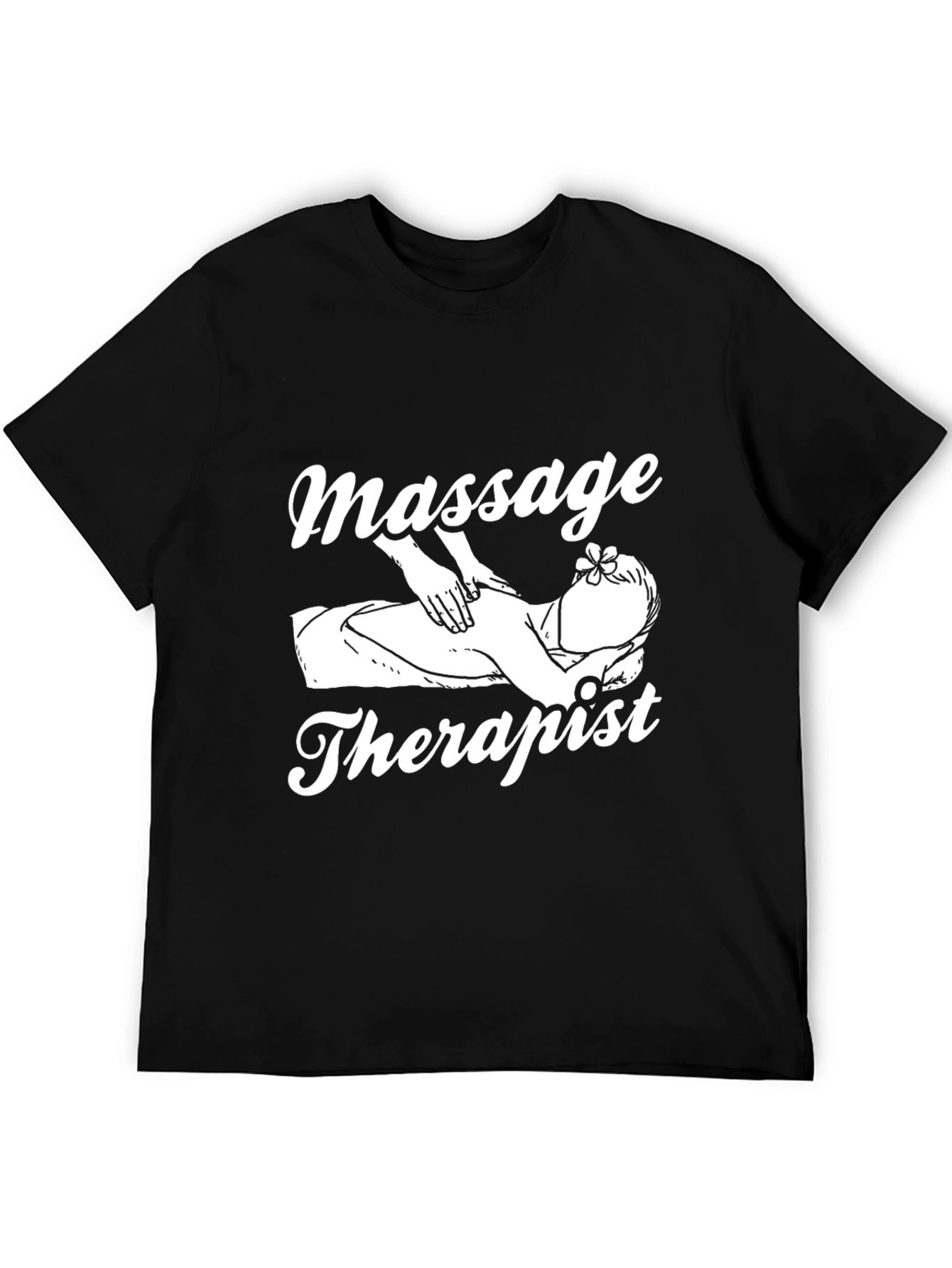 Black Massage Therapist Graphic T-Shirt, Black Cotton Tee view 5