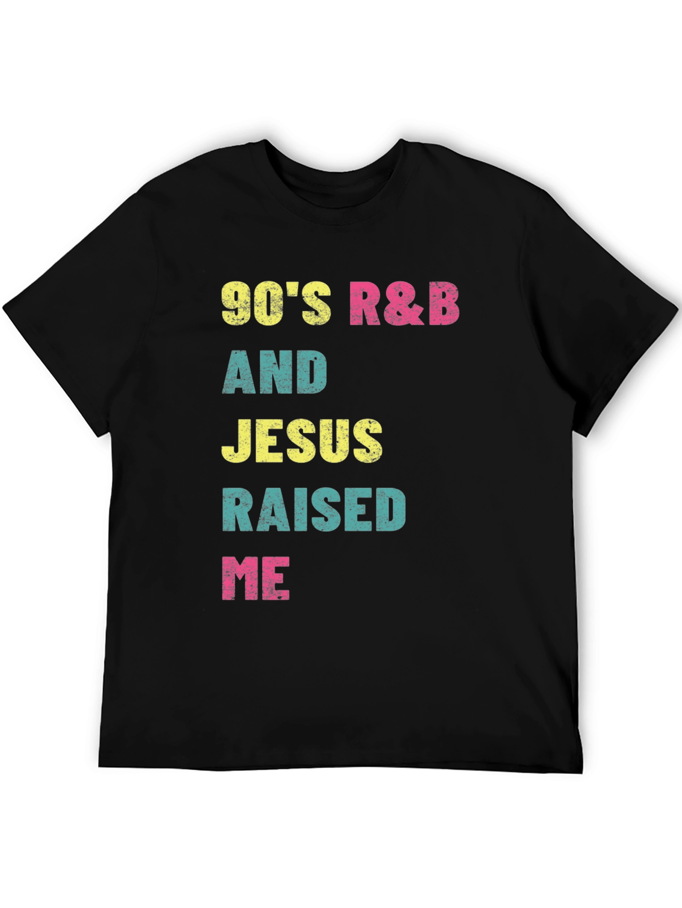 Black 90's R&B and Jesus Raised Me Graphic T-Shirt view 5