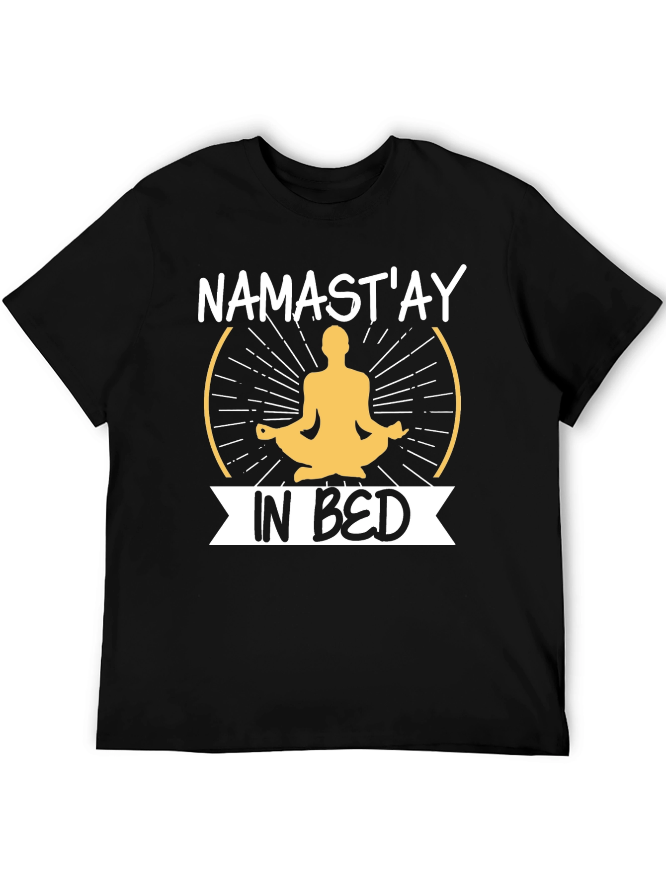 Black Namast'ay In Bed Men's Black T-Shirt view 5