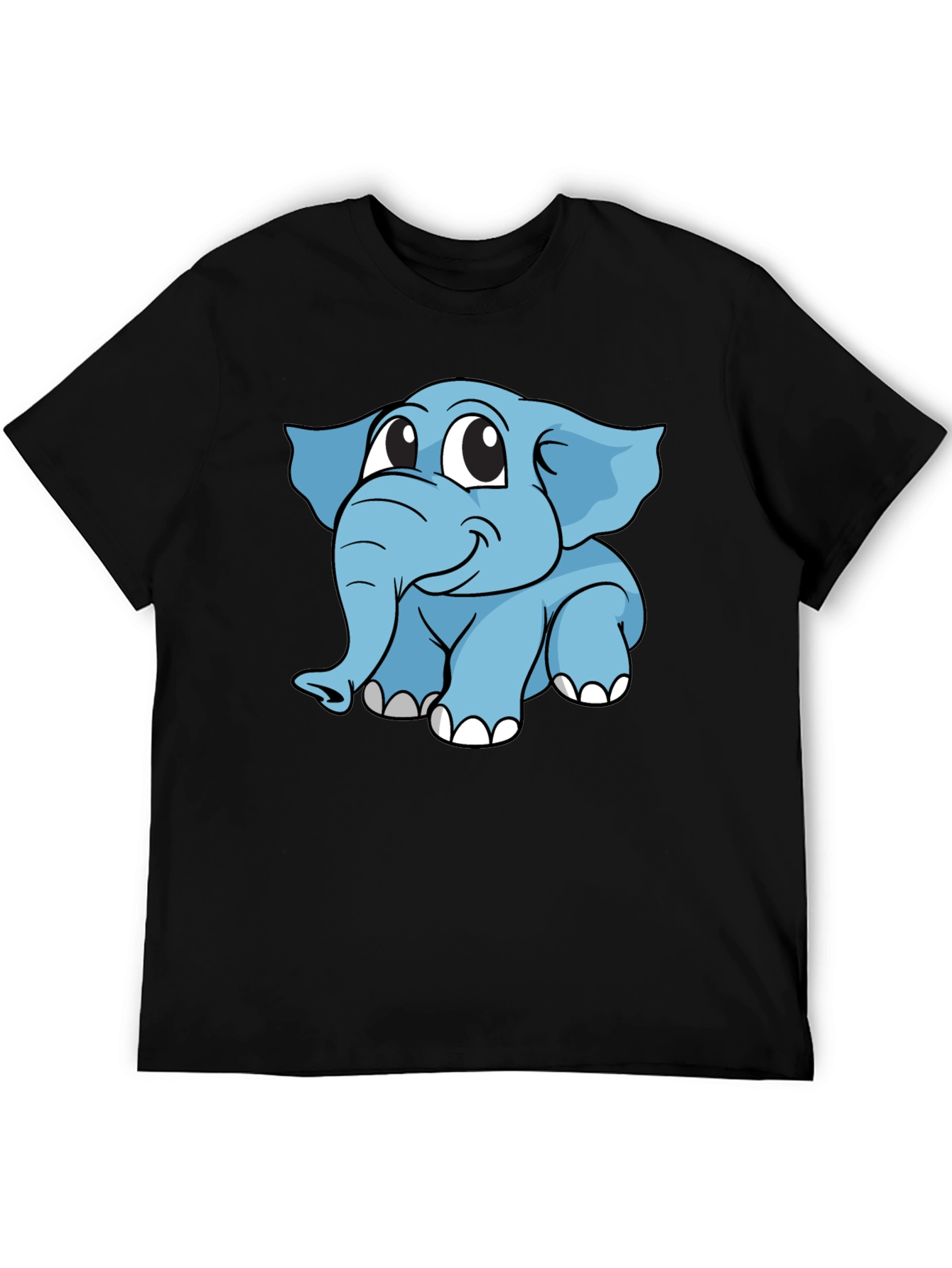 Black Cute Elephant Graphic T-Shirt - Black Cotton Blend view 5