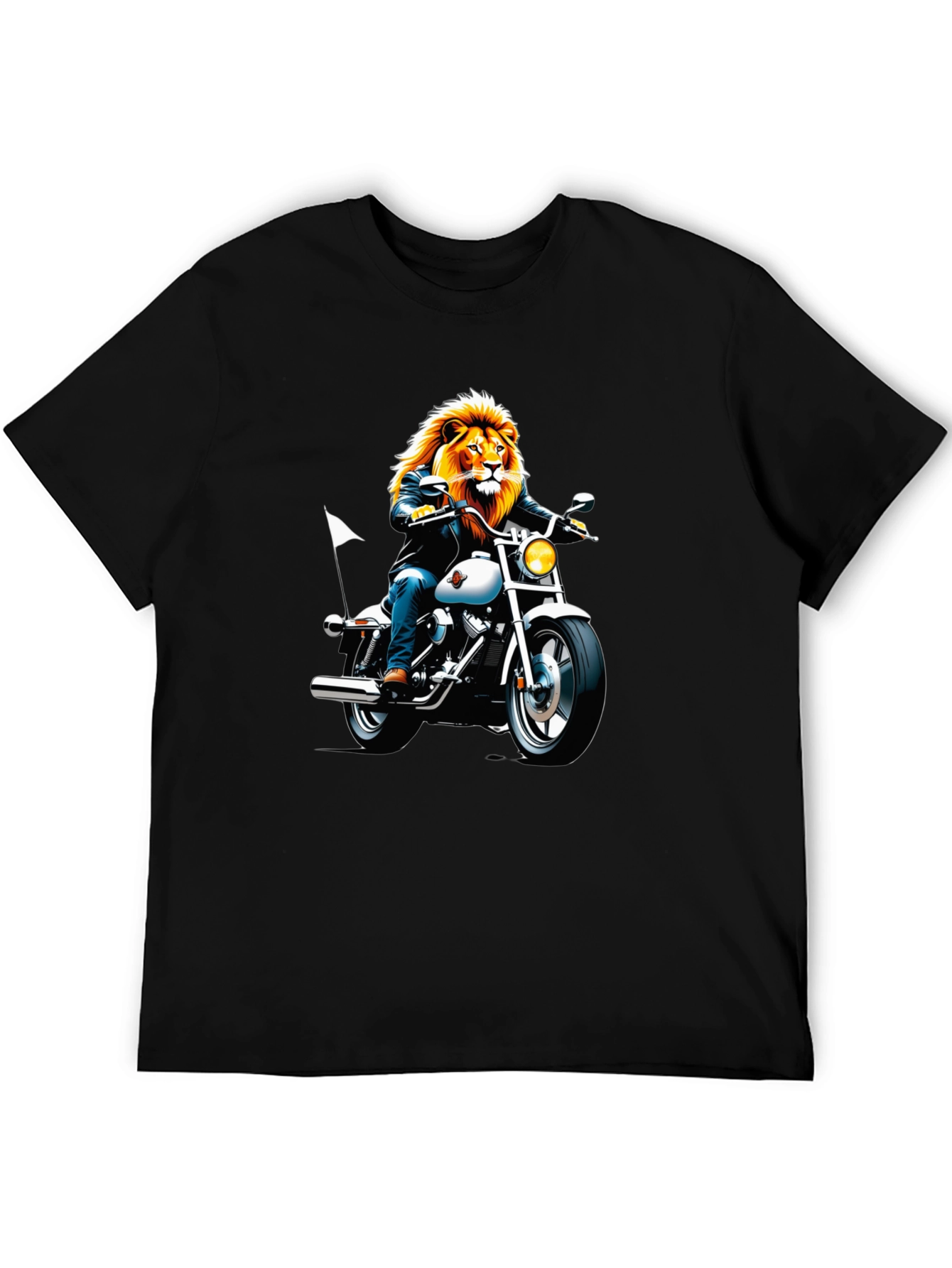 Black Lion Biker Graphic T-Shirt - Black view 5