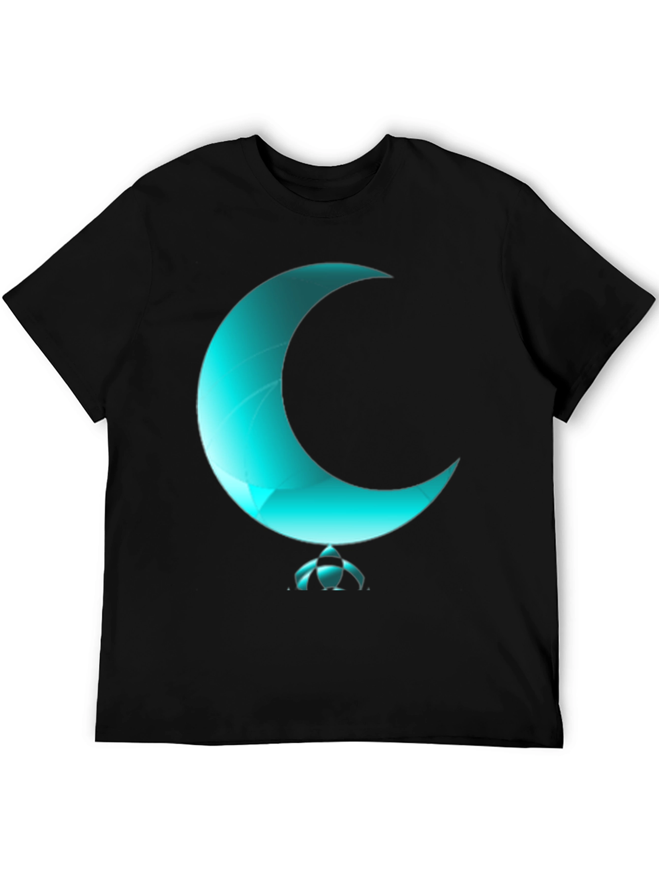 Black Turquoise Crescent Moon Graphic T-Shirt view 5