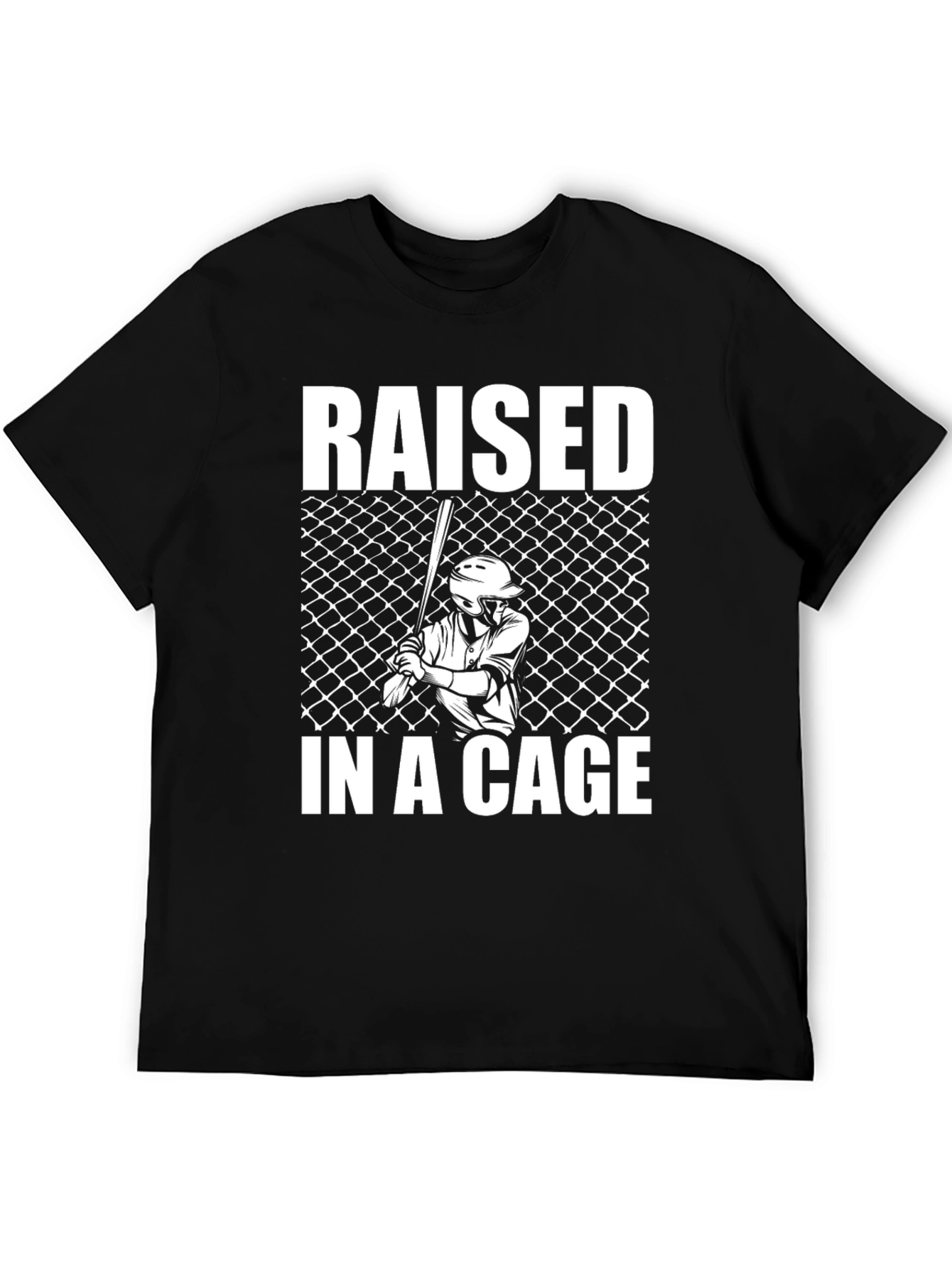 Black Raised in a Cage Baseball T-Shirt view 5