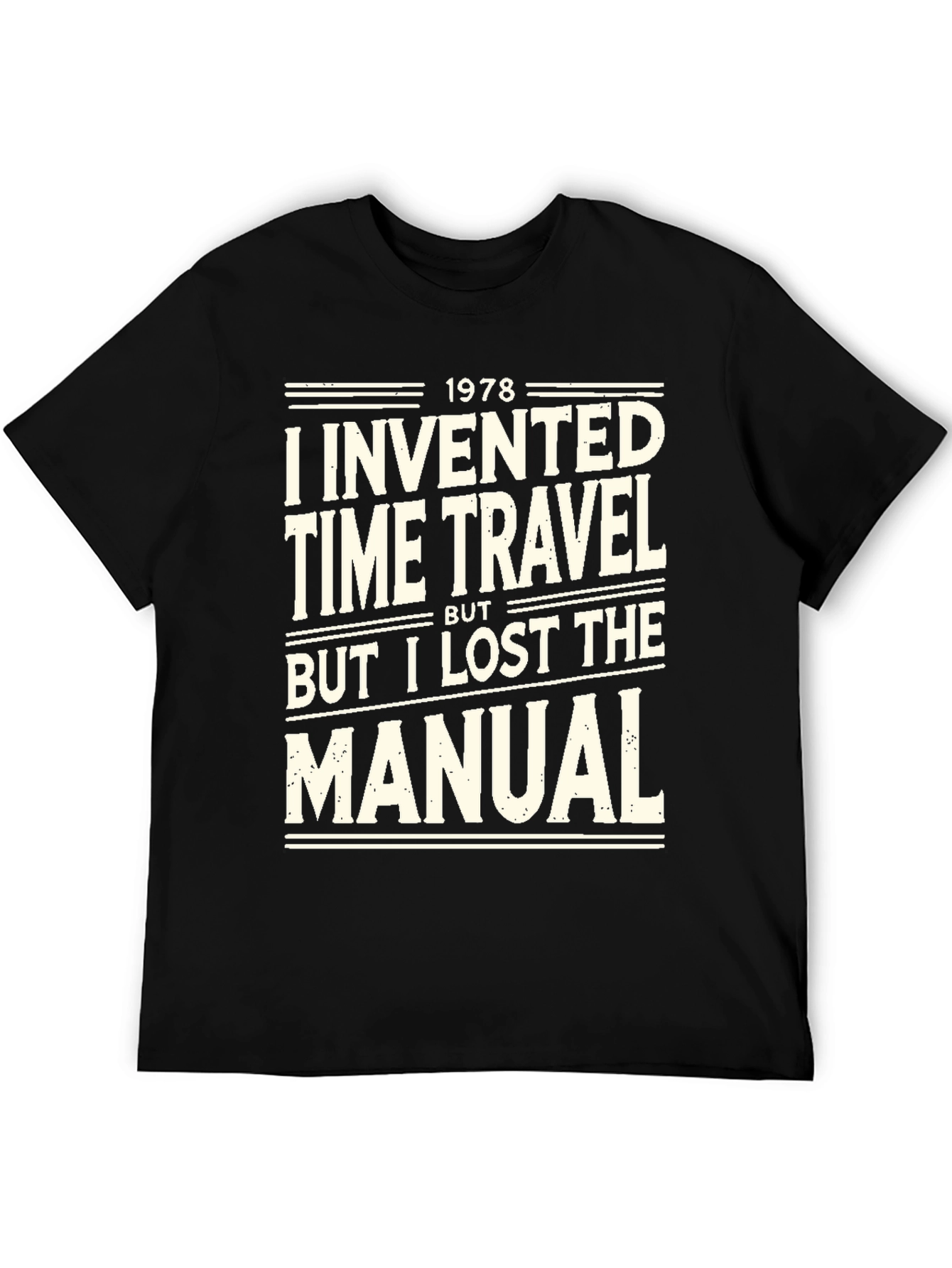 Black Time Travel Humor Graphic Tee - Lost Manual view 5