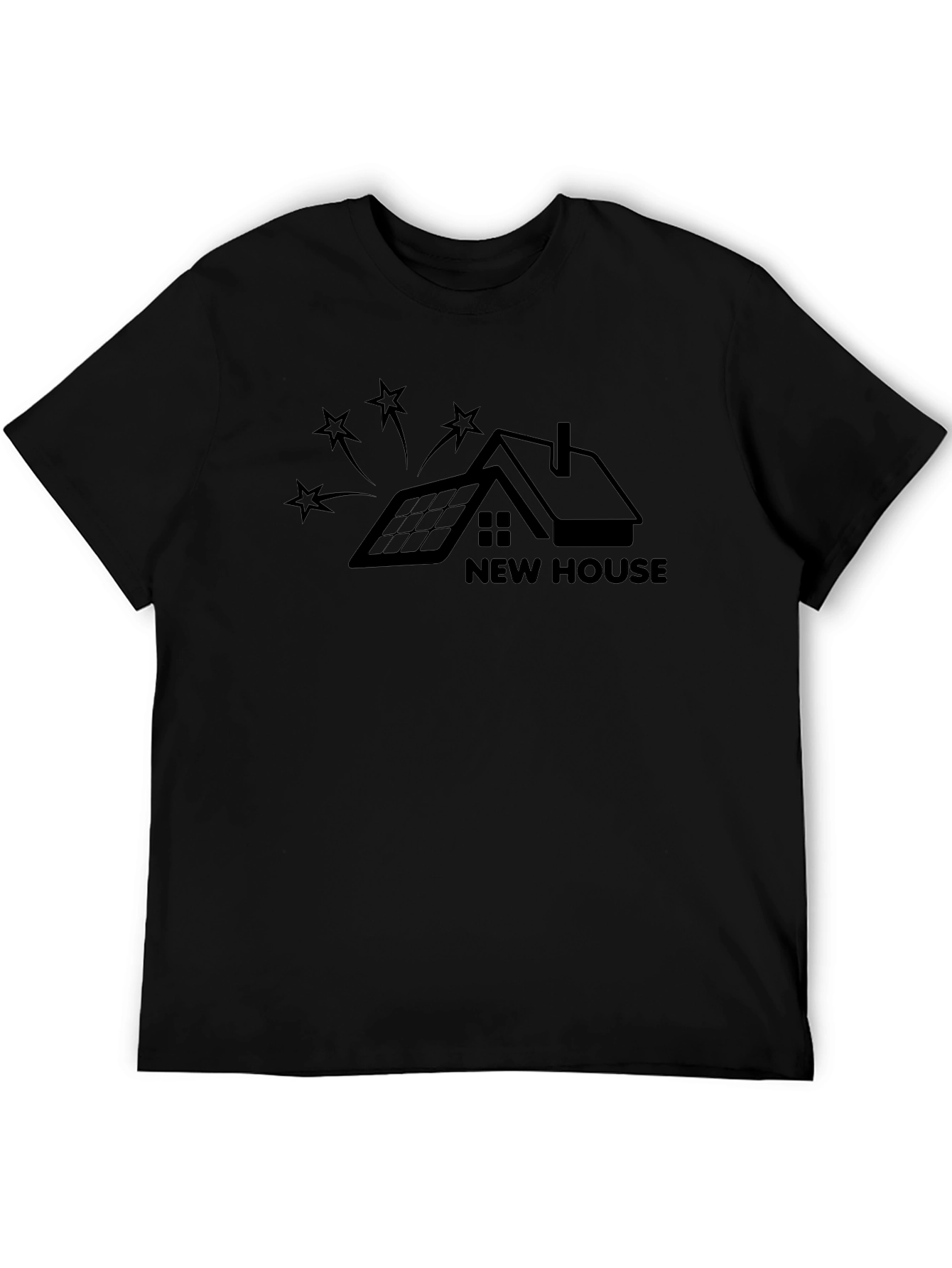 Black New House Graphic Tee - Modern Design, Black Shirt view 5