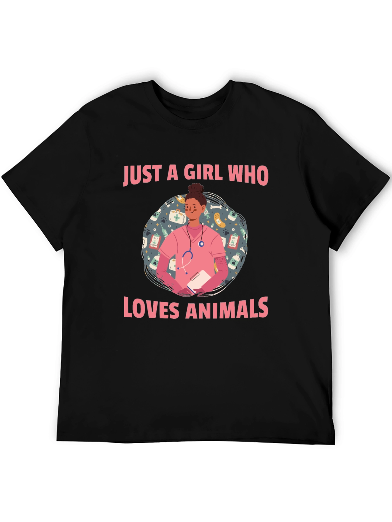 Black Animal Lover Vet Tech T-Shirt - Cute Design view 5