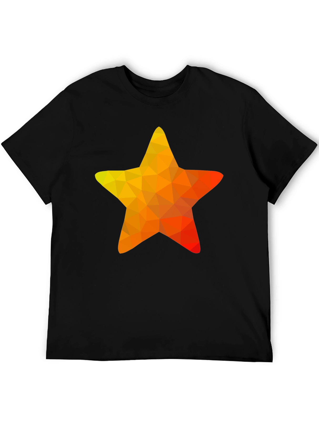 Black Geometric Star Graphic Tee - Casual Black T-Shirt view 5