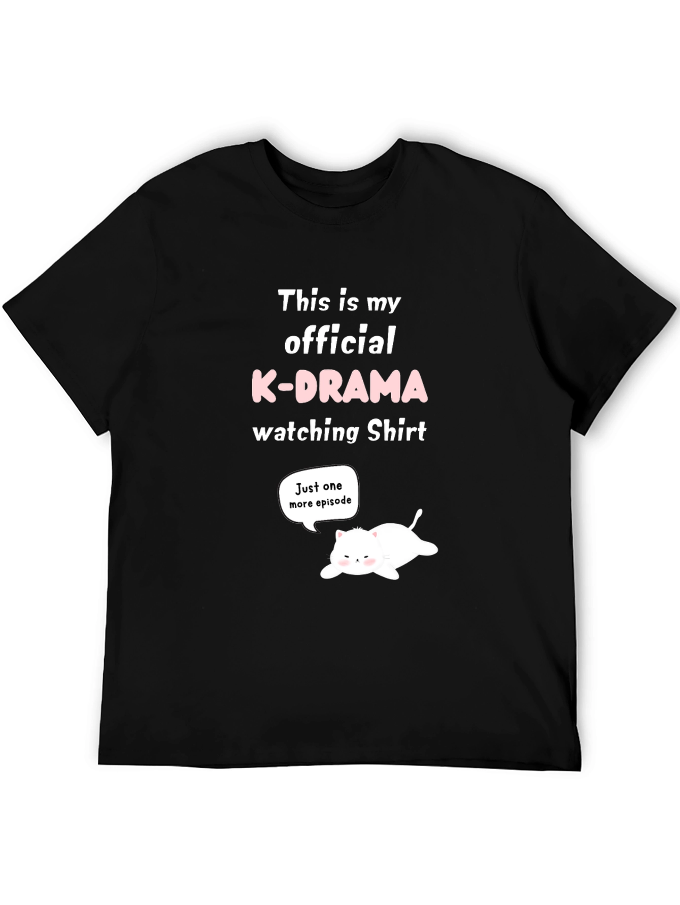 Black K-Drama Watching Shirt - Funny Cat Tee view 5