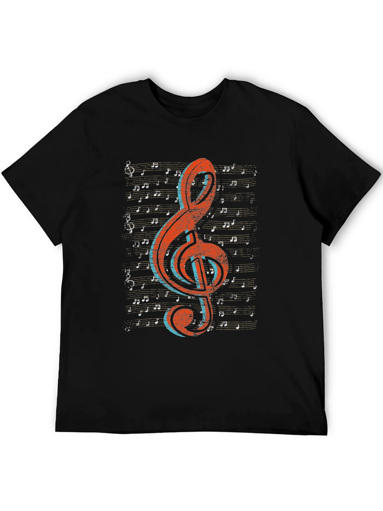 Black Music Note Graphic Tee - Treble Clef Design view 5