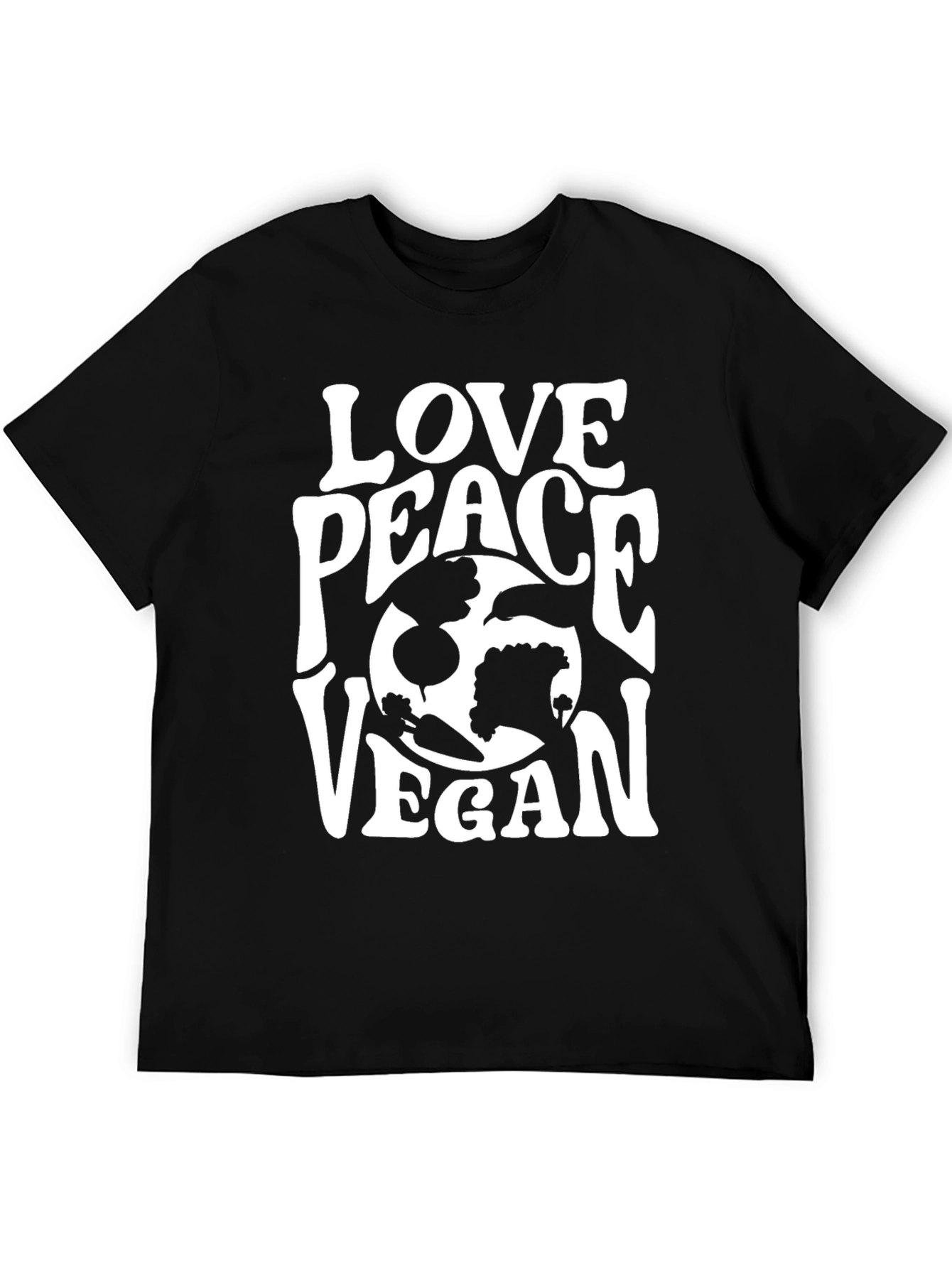Black Love Peace Vegan T-Shirt - Black Graphic Tee view 5