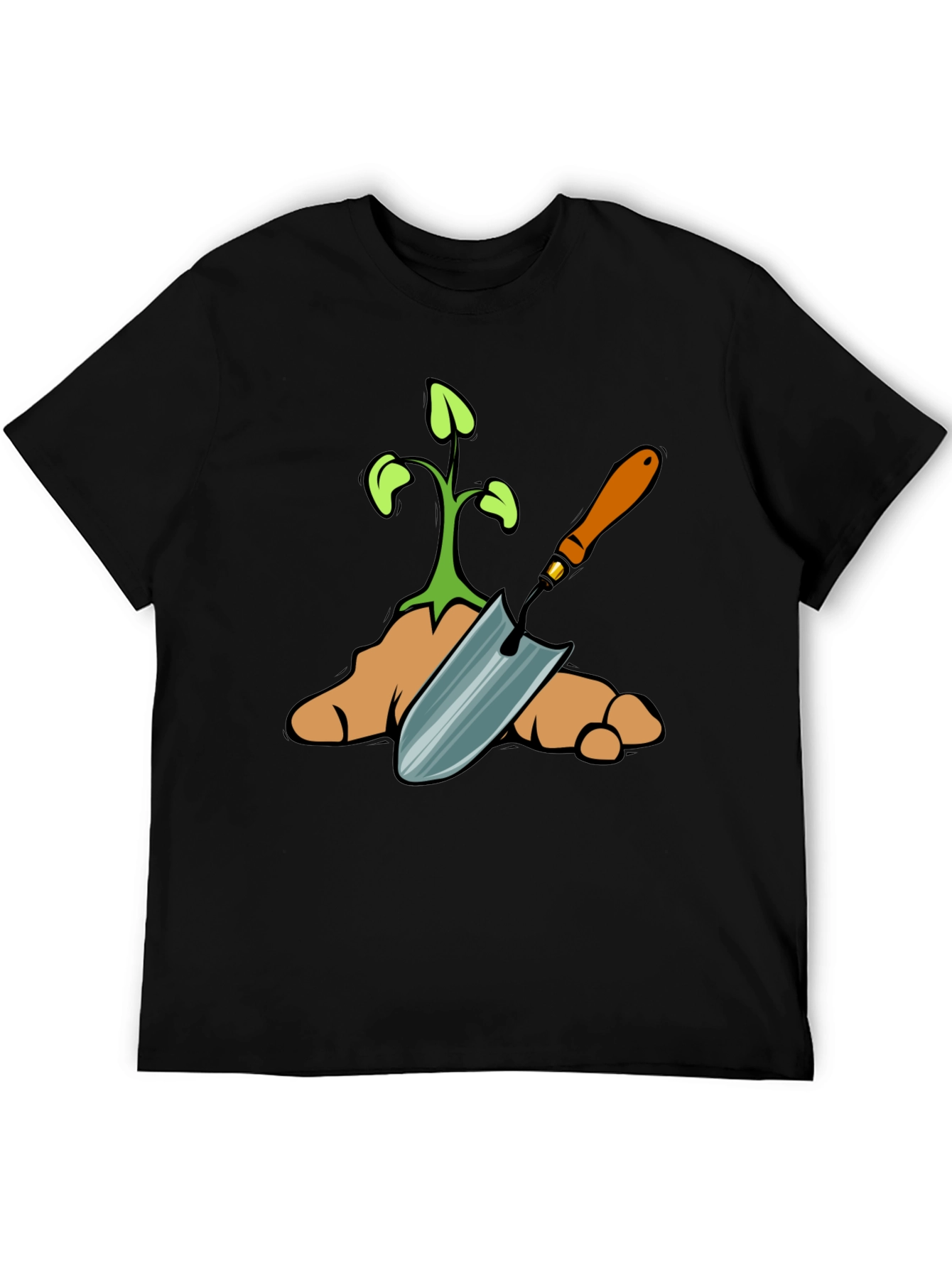 Black Gardening T-Shirt - Sprout & Trowel Design view 5