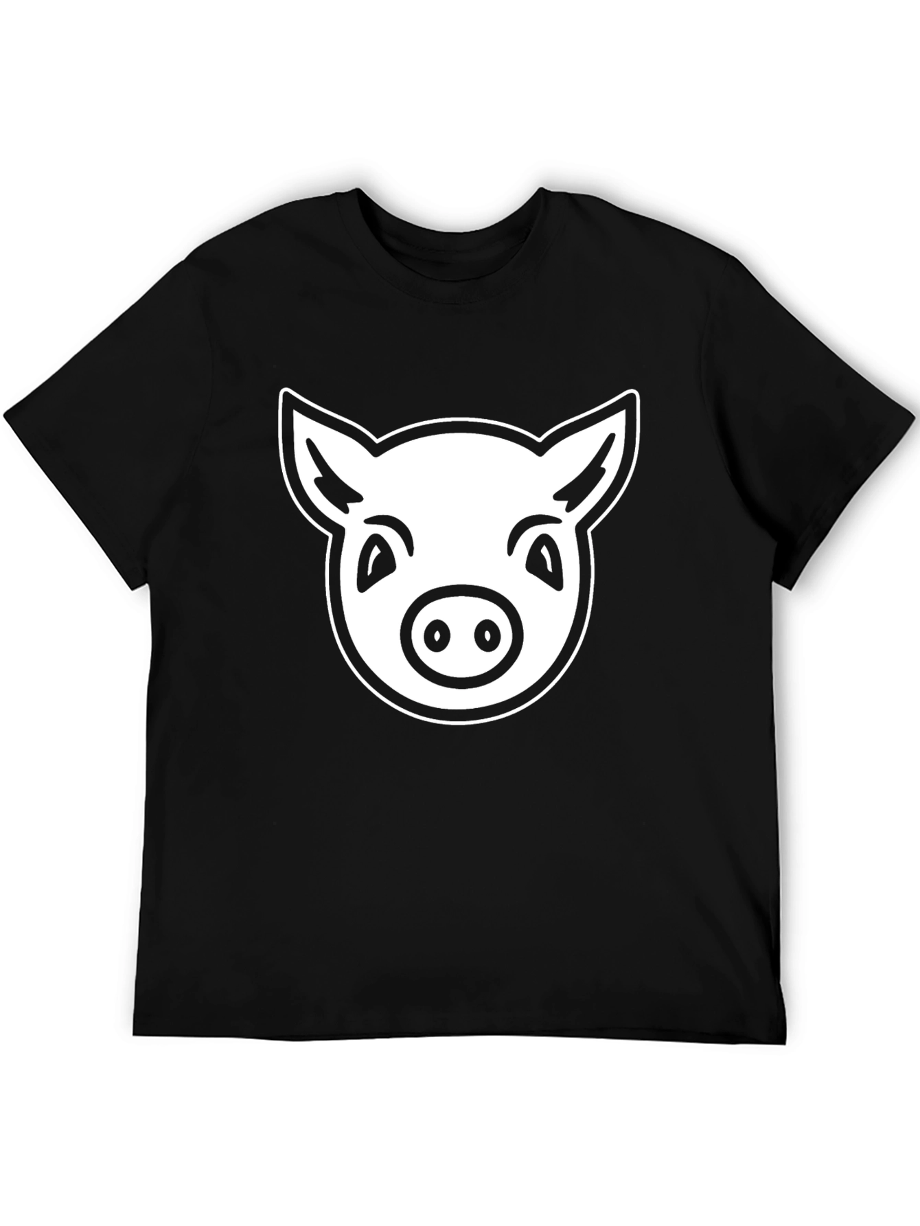 Black Pig Face Graphic T-Shirt - Black Cotton Tee view 5