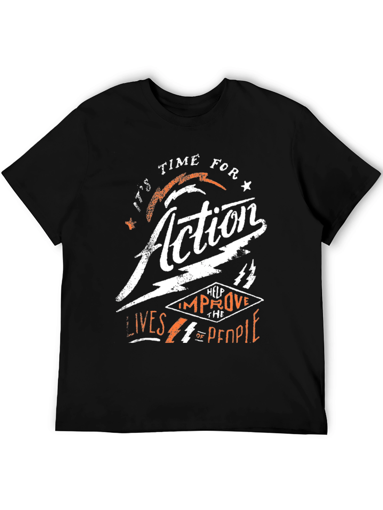 Black Time for Action Graphic Print Black T-Shirt view 5