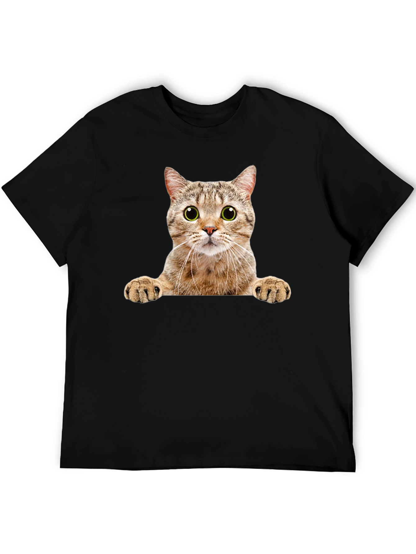 Black Cat Peeking T-Shirt - Novelty Animal Graphic Tee view 5