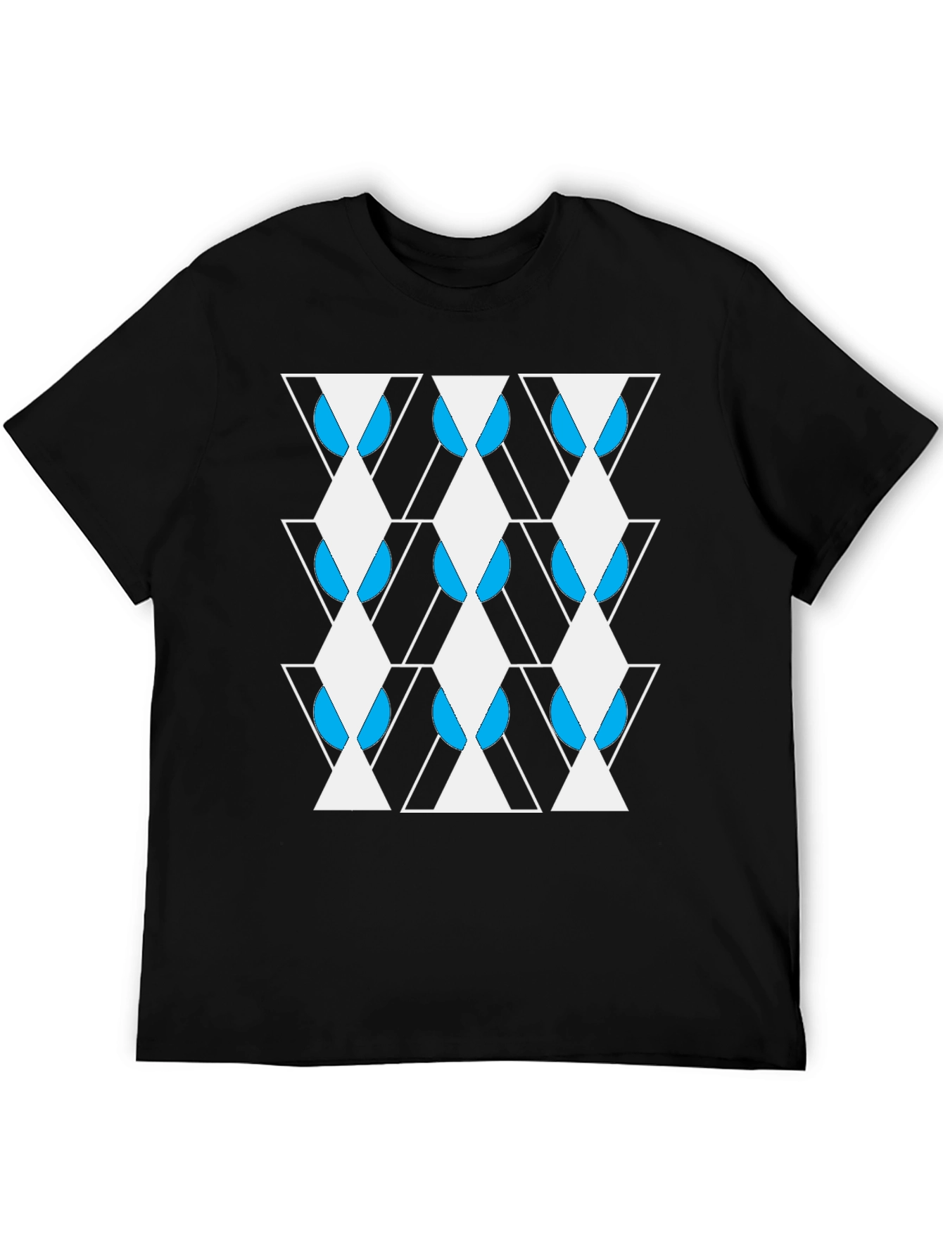 Black Geometric Print Crew Neck T-Shirt view 5
