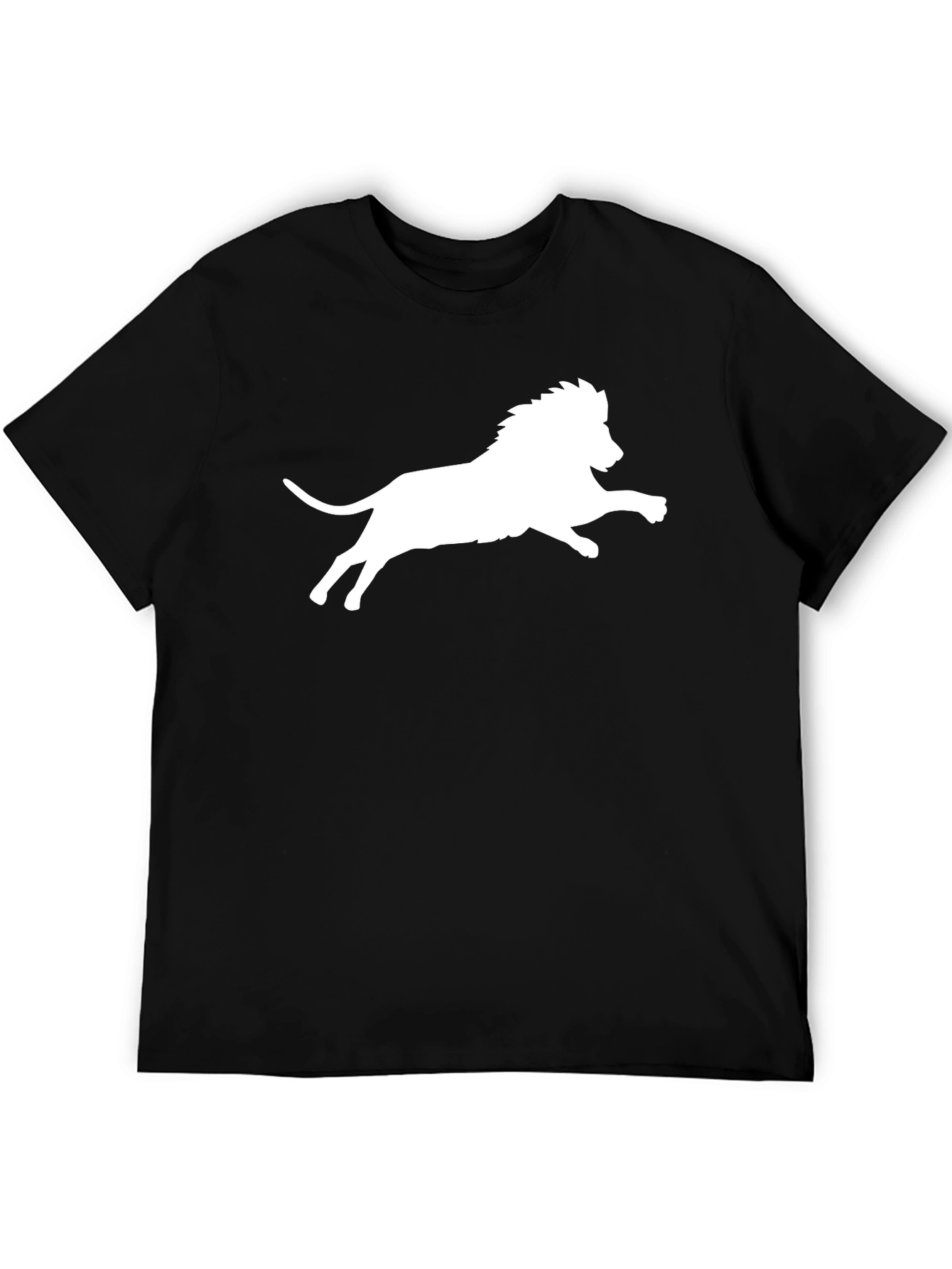 Black Black T-Shirt with White Lion Print view 5