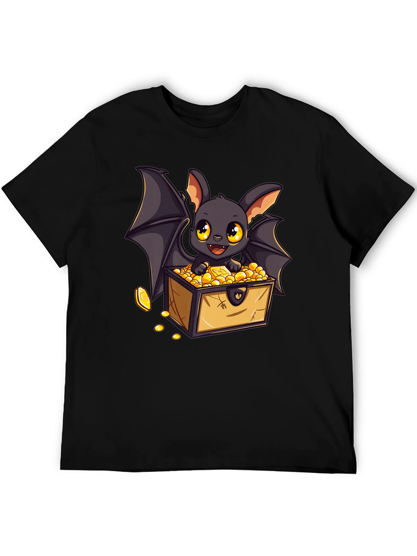 Black Bat Treasure Chest Graphic Tee - Black view 5