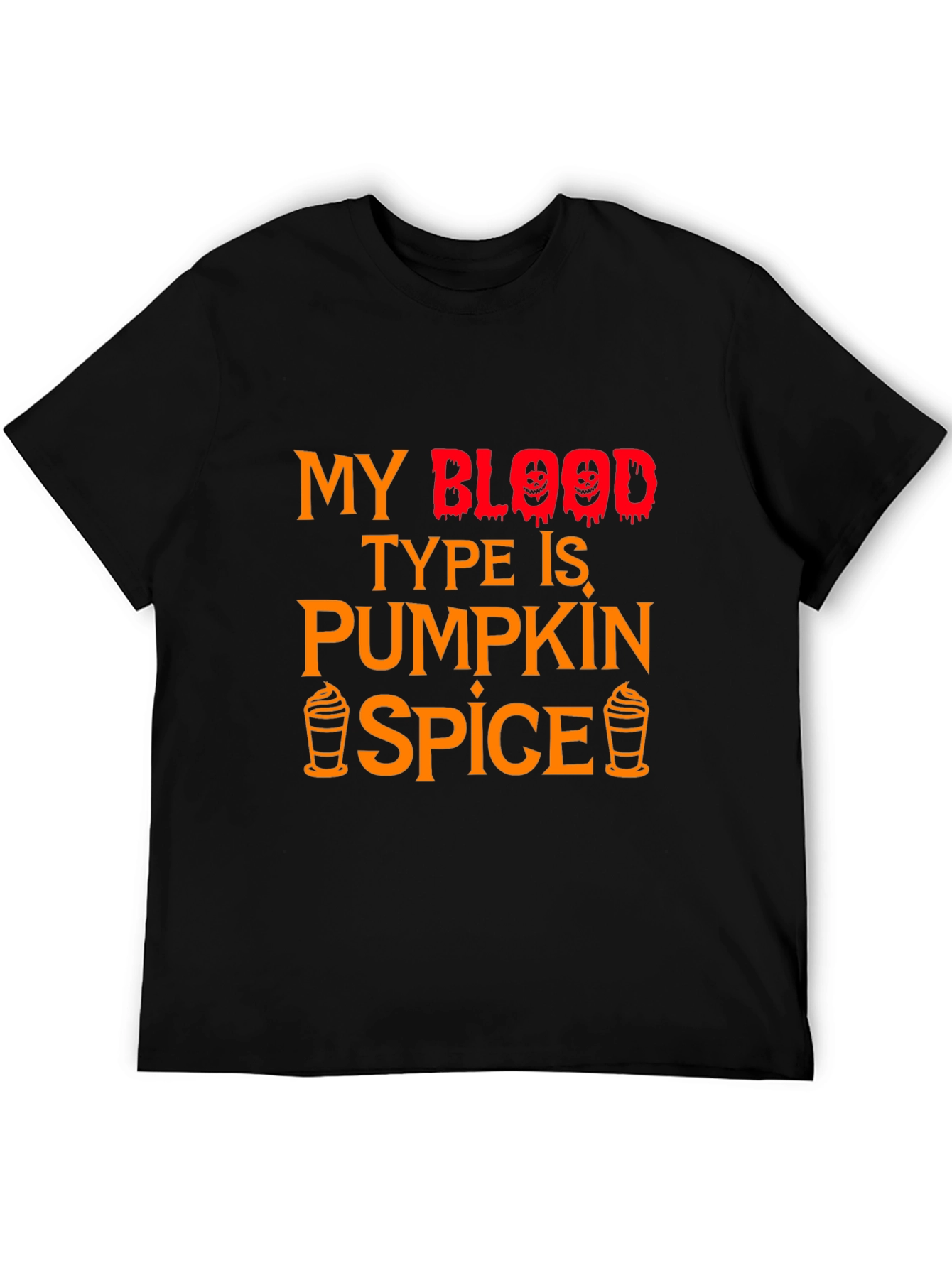 Black Pumpkin Spice Blood Type Halloween T-Shirt view 5