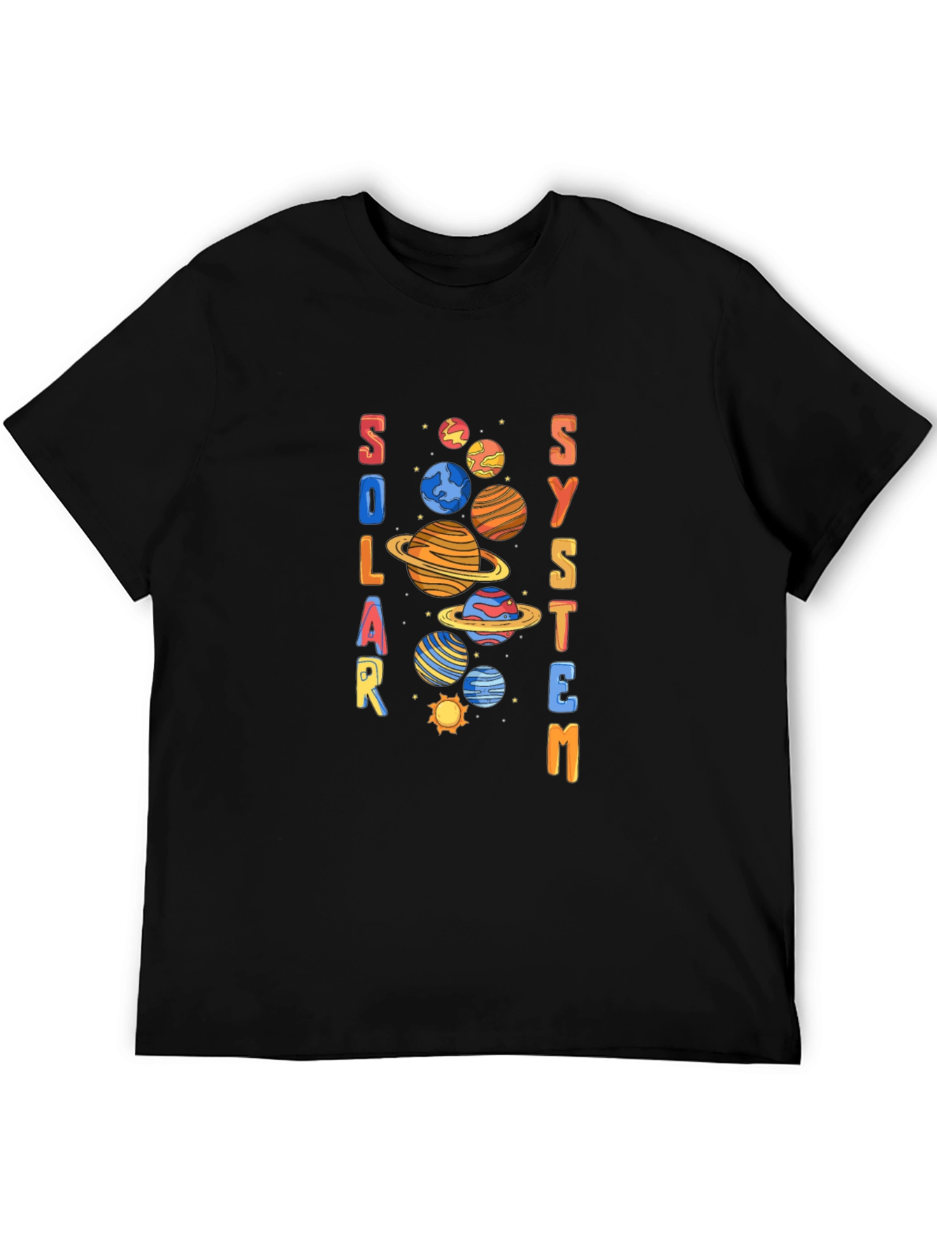 Black Solar System Graphic Tee - Space T-Shirt view 5