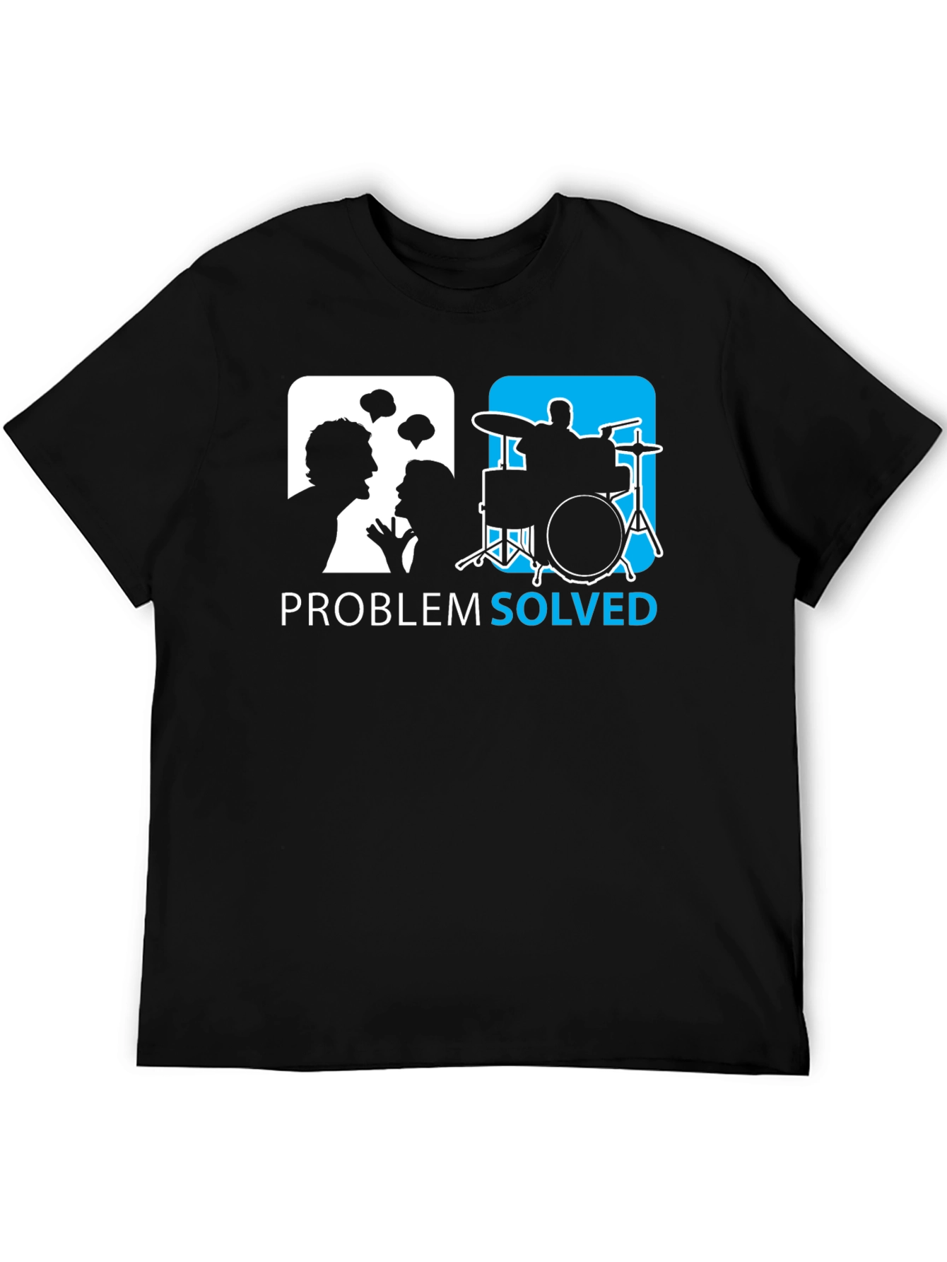 Black Problem Solved Drummer T-Shirt - Funny Music Tee view 5