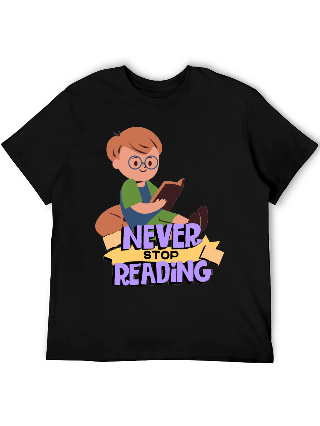 Black Never Stop Reading Graphic T-Shirt view 5