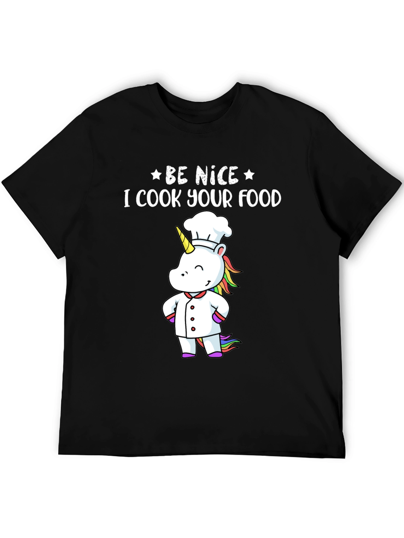 Black Be Nice I Cook Your Food T-Shirt Funny Unicorn Chef view 5