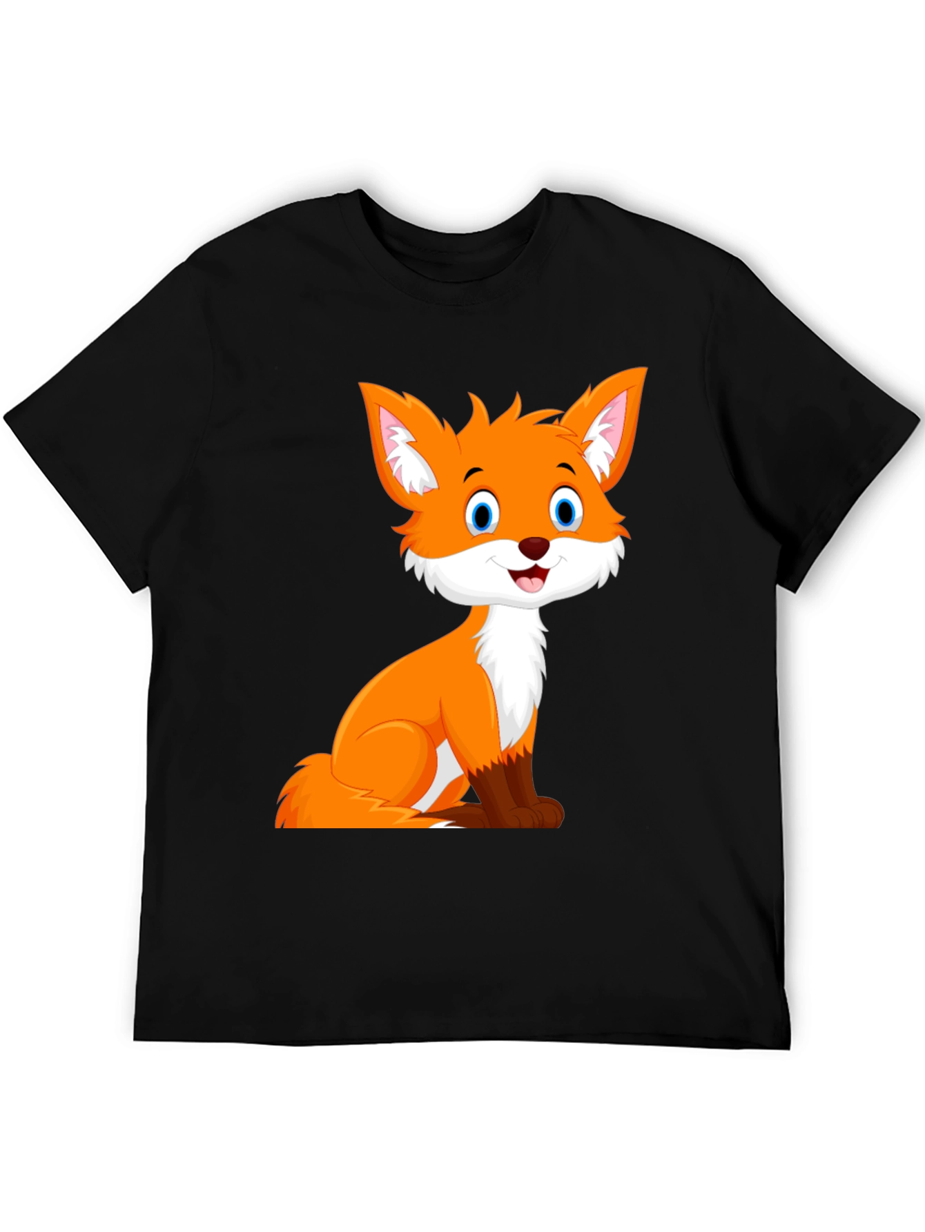 Black Cute Fox Graphic Tee - Black Unisex T-Shirt view 5