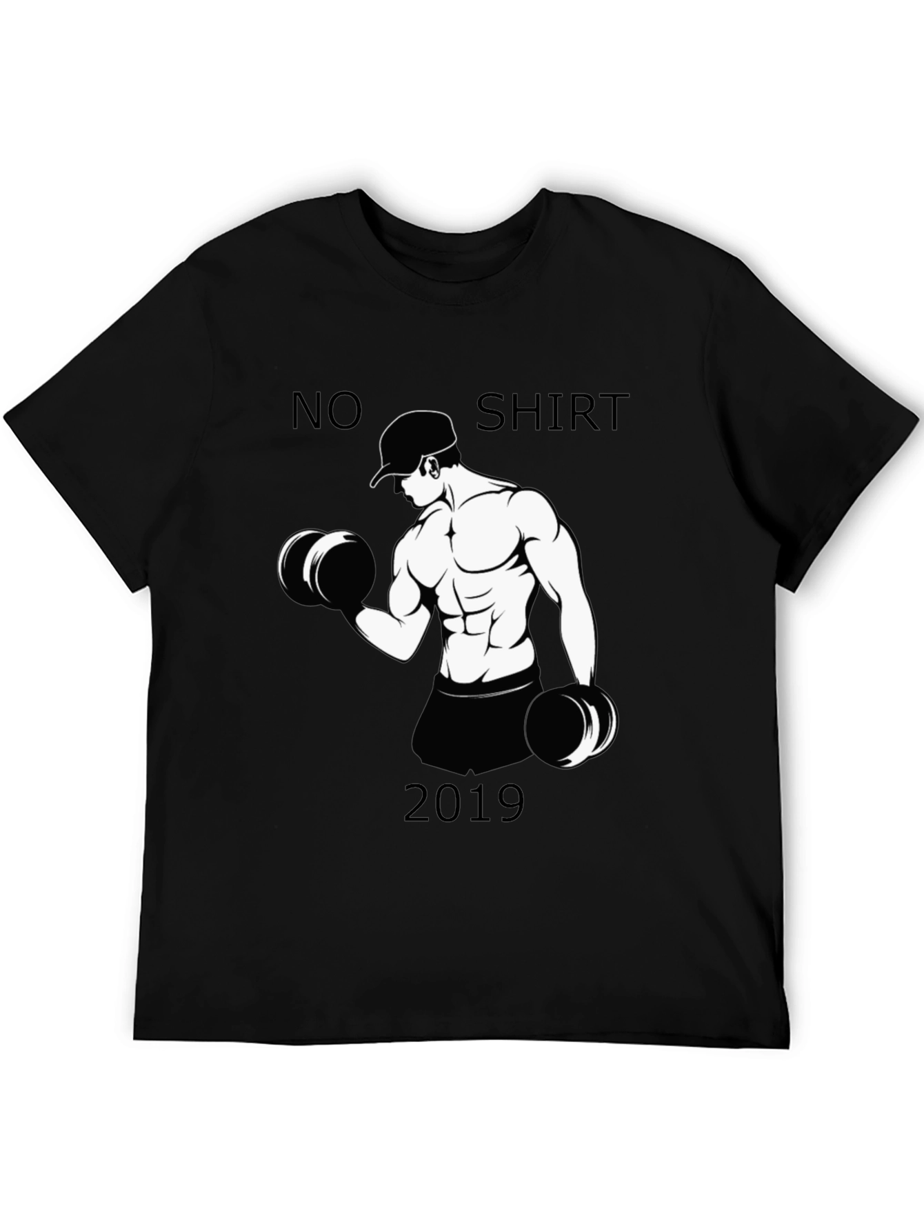 Black Funny No Shirt 2019 Workout T-Shirt view 5