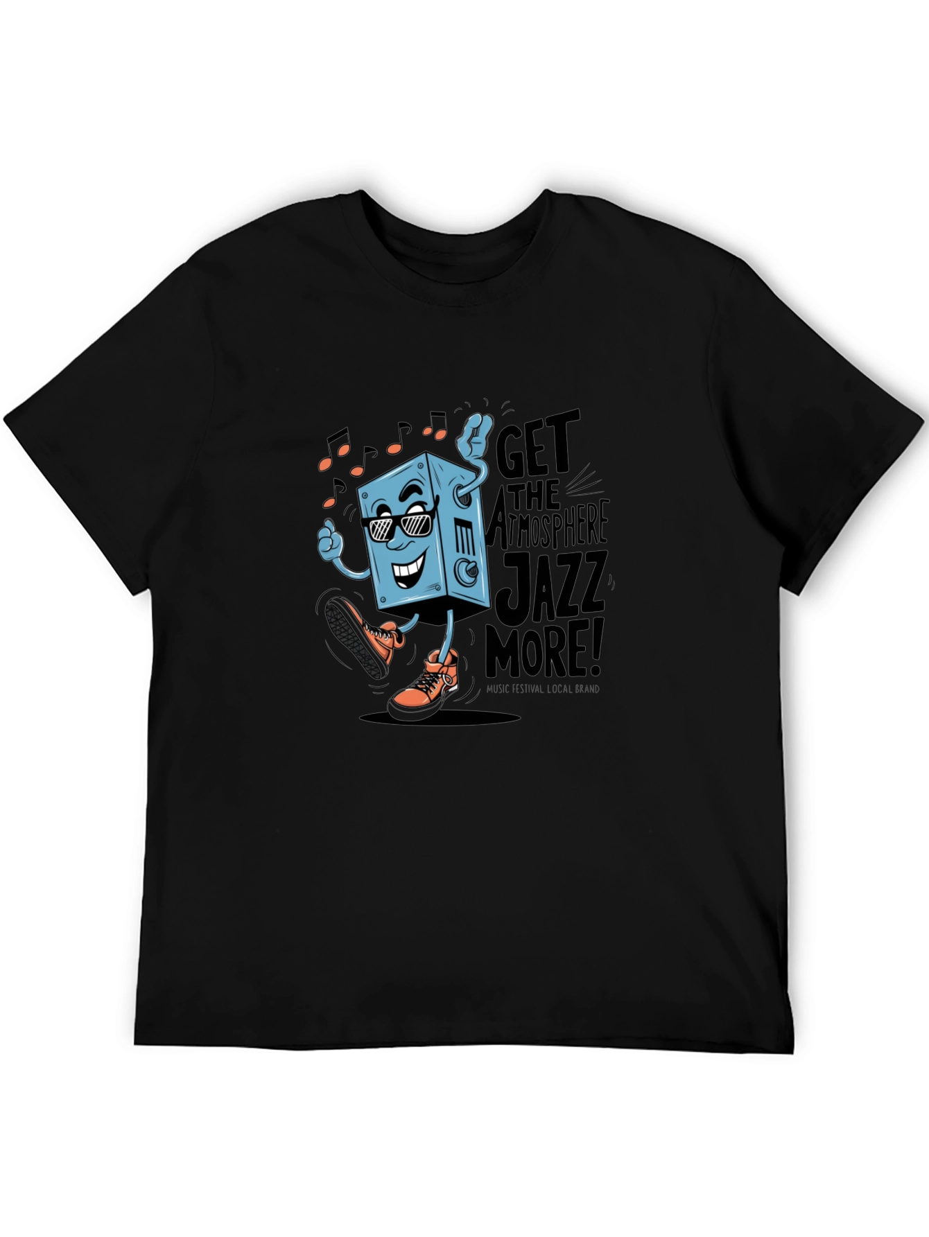 Black Cool Jazz Graphic Tee - Black Cotton T-Shirt view 5