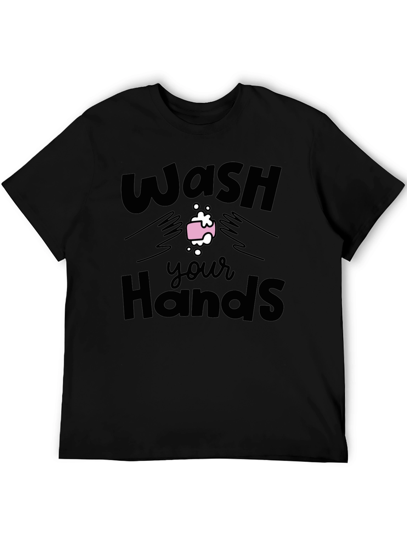 Black Wash Your Hands Graphic Tee - Black view 5