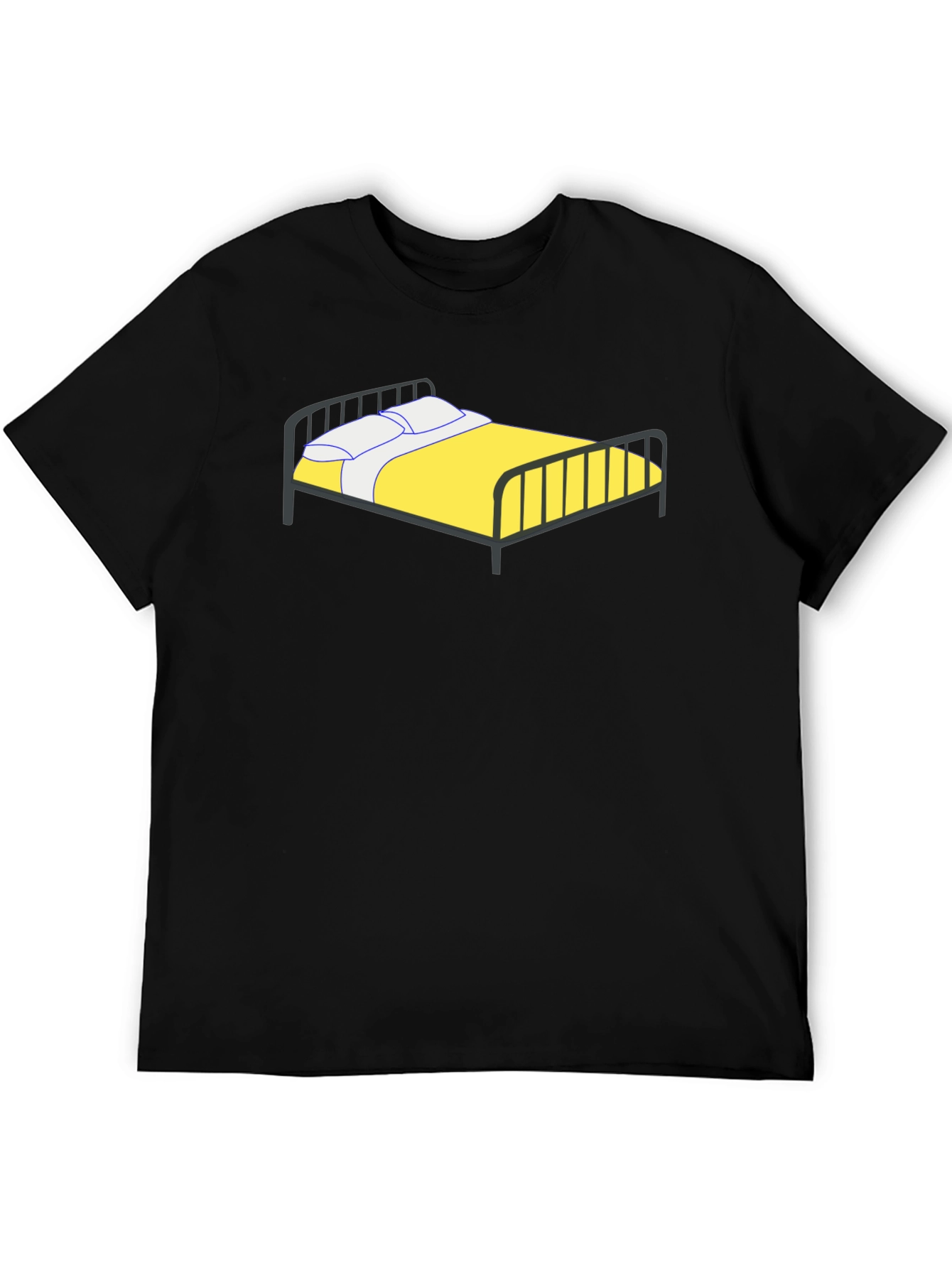 Black Cartoon Bed Black T-Shirt view 5