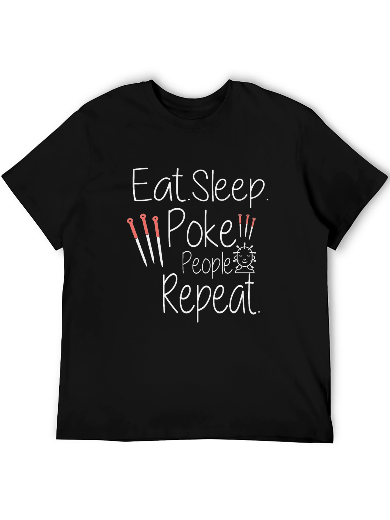 Black Eat Sleep Poke People Repeat Black T-Shirt view 5