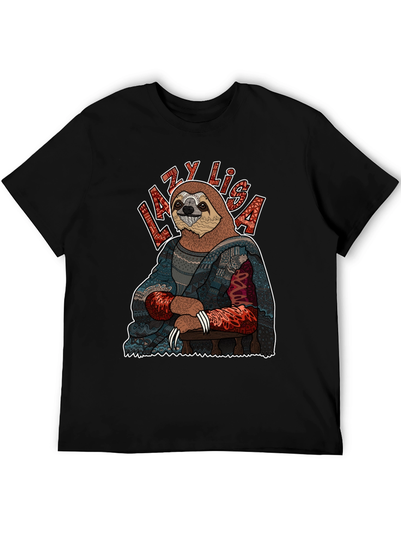 Black Lazy Lisa Sloth Graphic Tee view 5