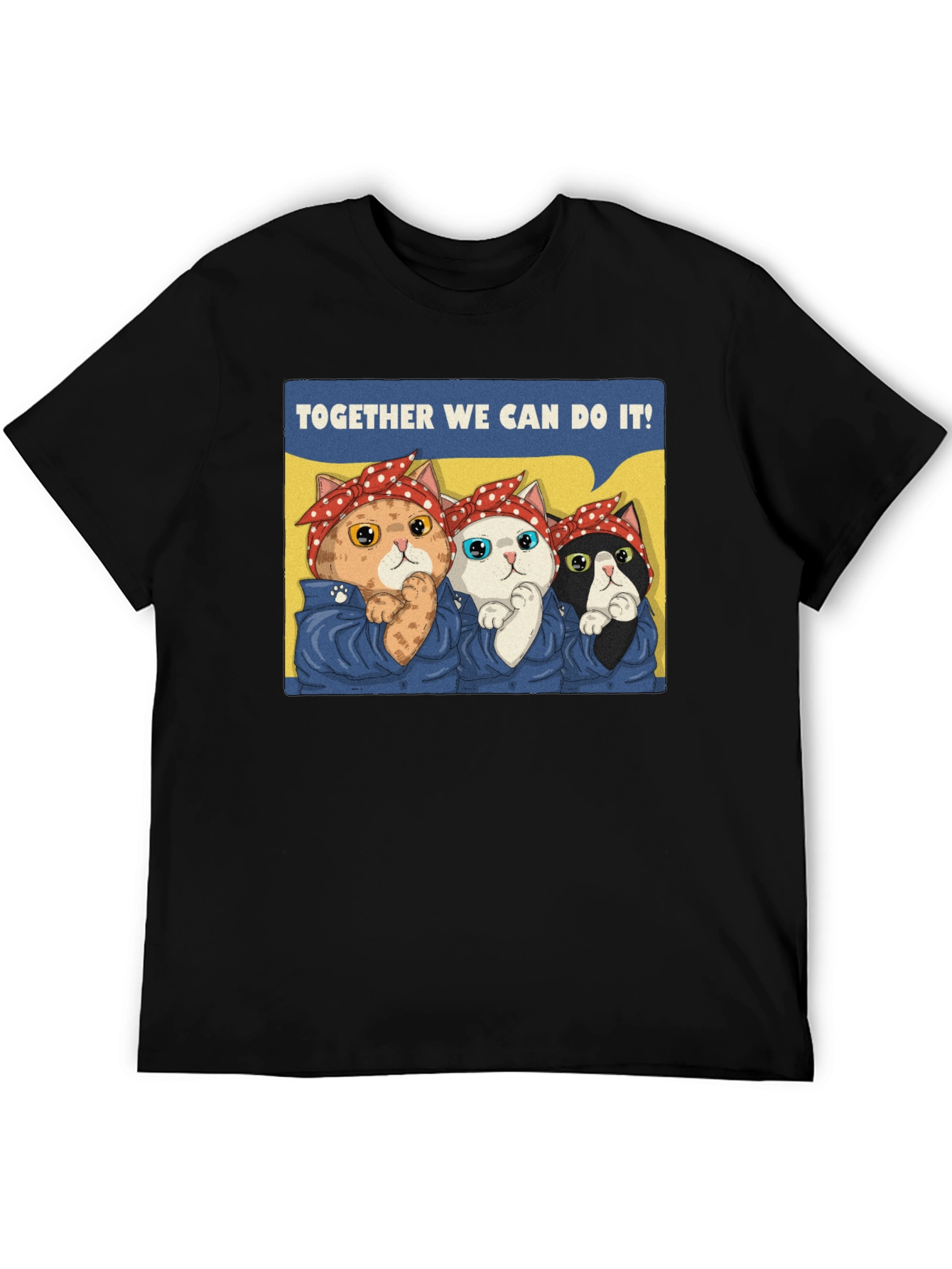 Black Rosie the Riveter Cats T-Shirt view 5