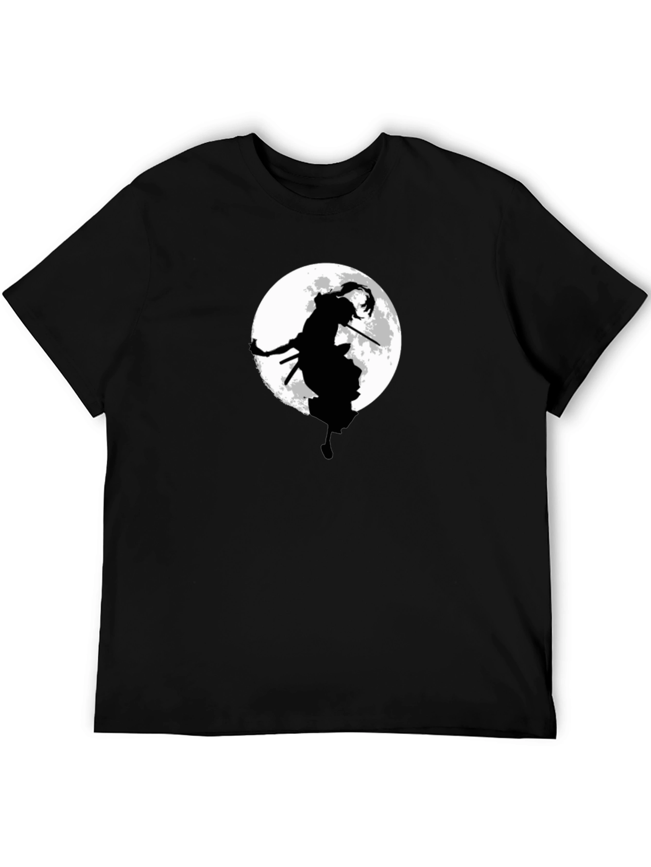 Black Samurai Moon Graphic Tee - Black Cotton Blend view 5
