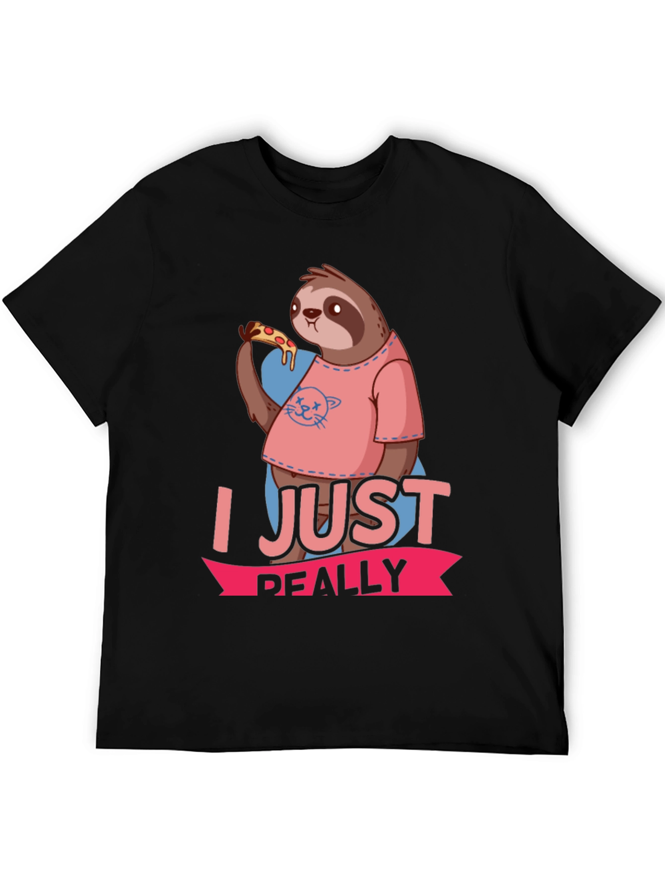 Black Sloth Pizza Lover T-Shirt - Funny Graphic Tee view 5
