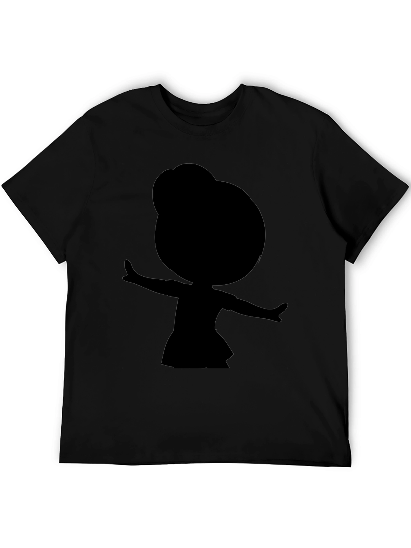 Black Silhouette Cartoon Girl Black T-Shirt view 5
