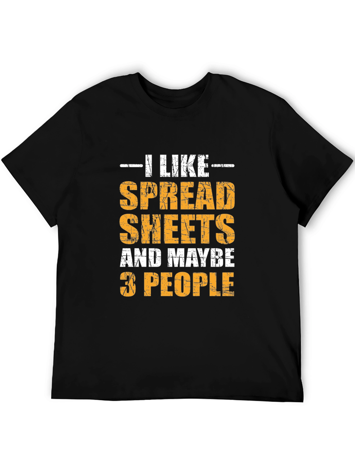 Black I Like Spreadsheets & 3 People Black T-Shirt view 5